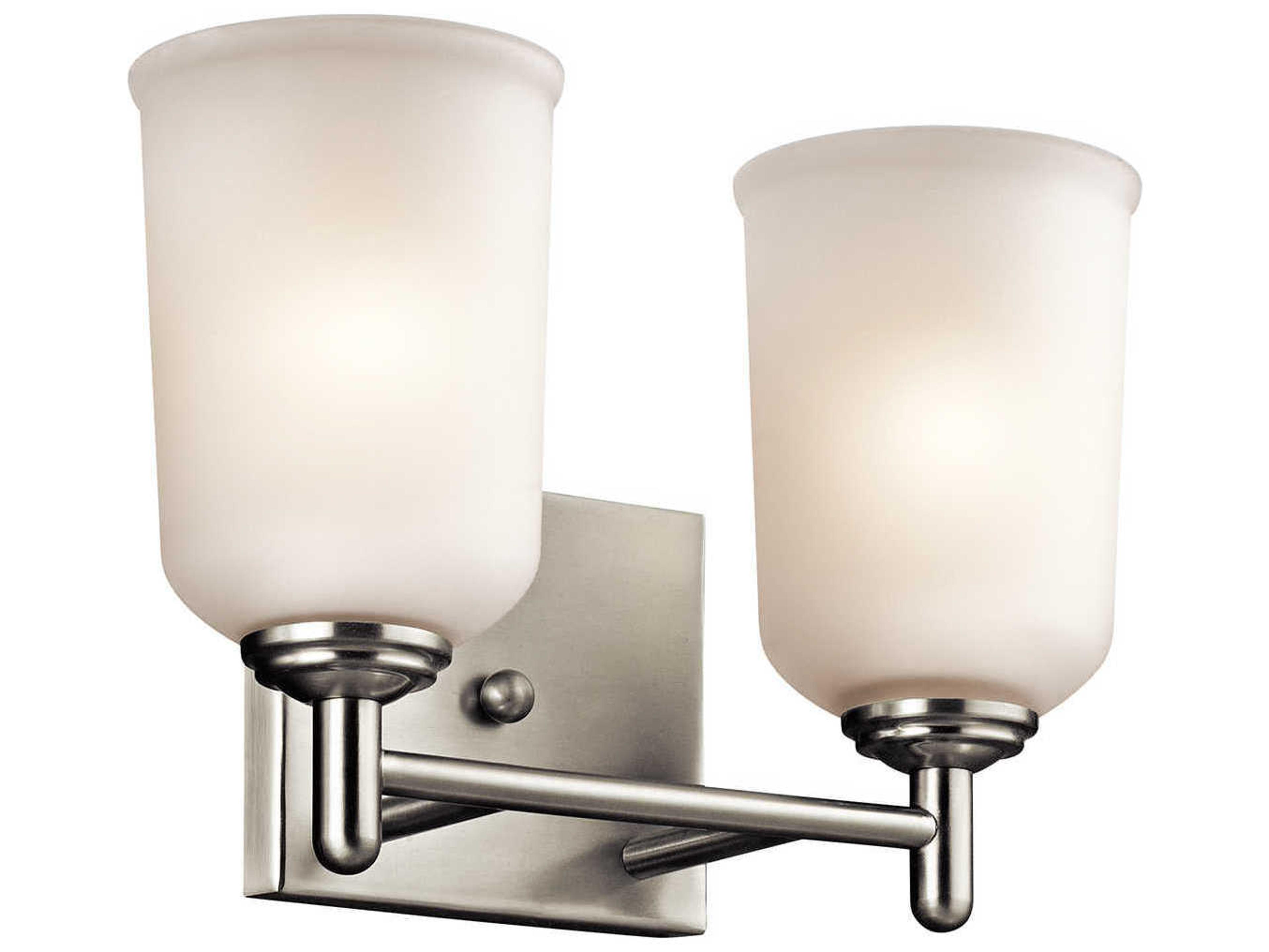 Kichler Shailene 2-Light Brushed Nickel Glass Vanity Light
