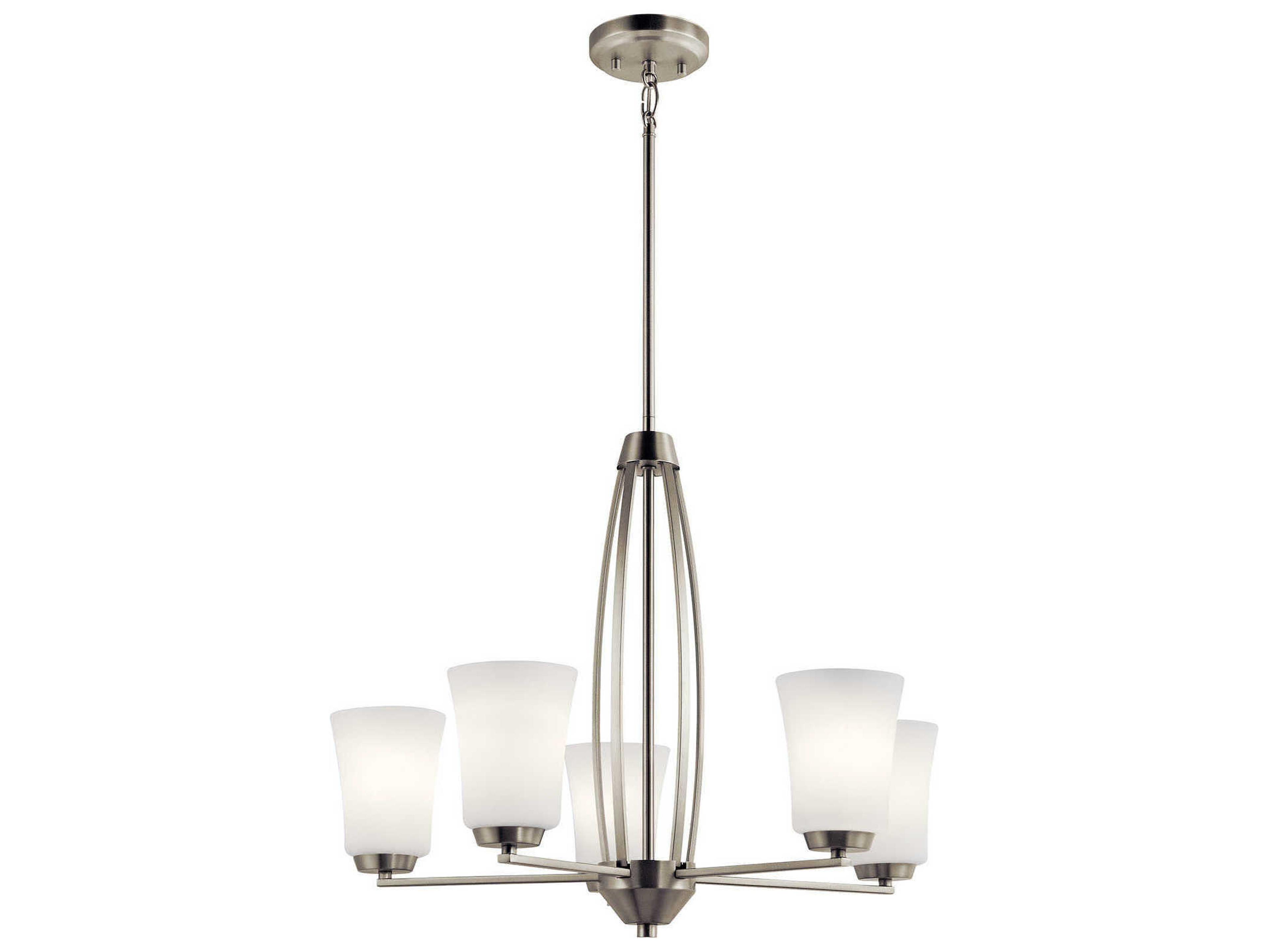 Kichler Tao 5-Light Brushed Nickel Glass Bell Chandelier
