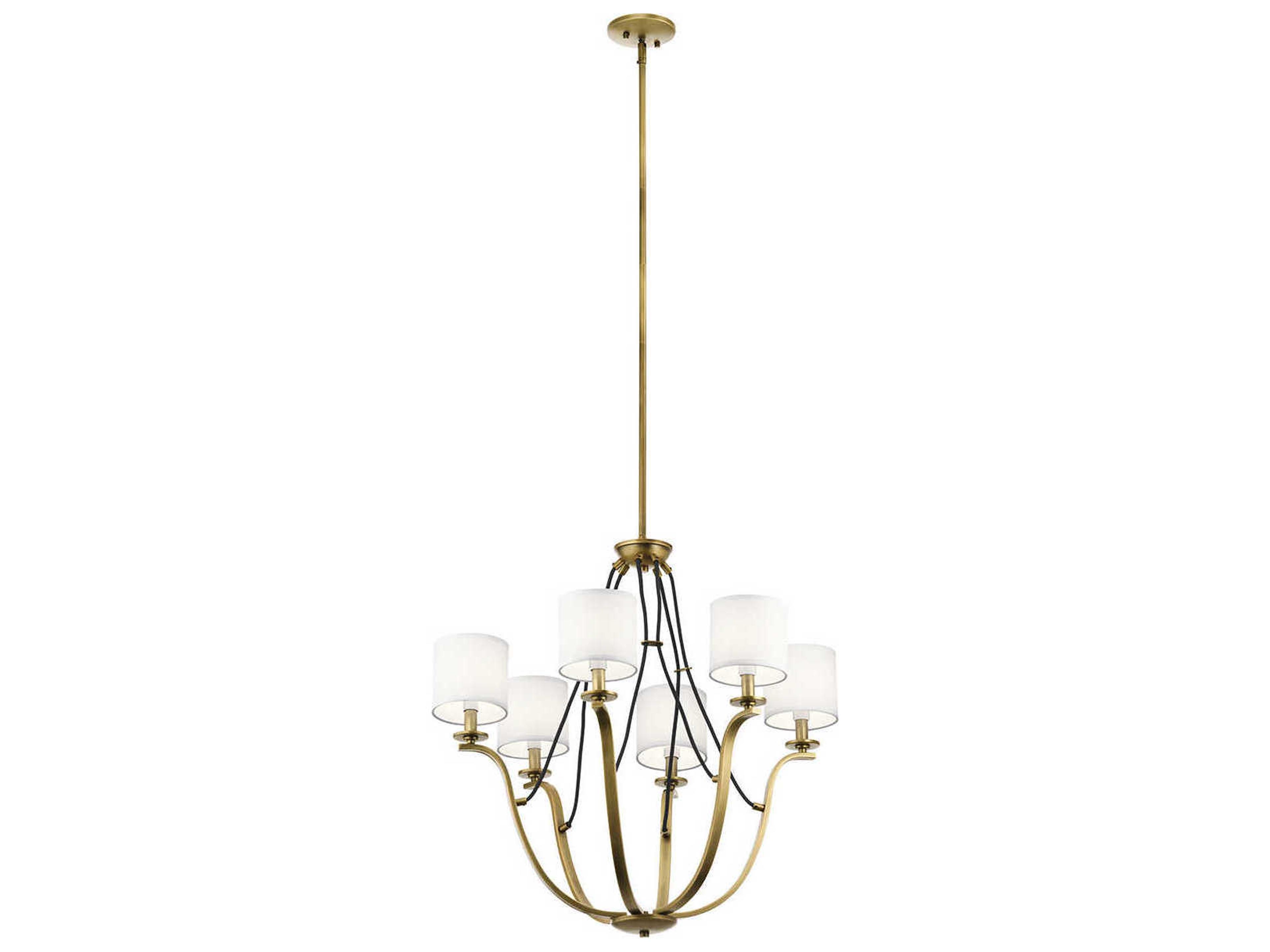 Kichler Thisbe 6-Light Natural Brass Candelabra Cylinder Chandelier
