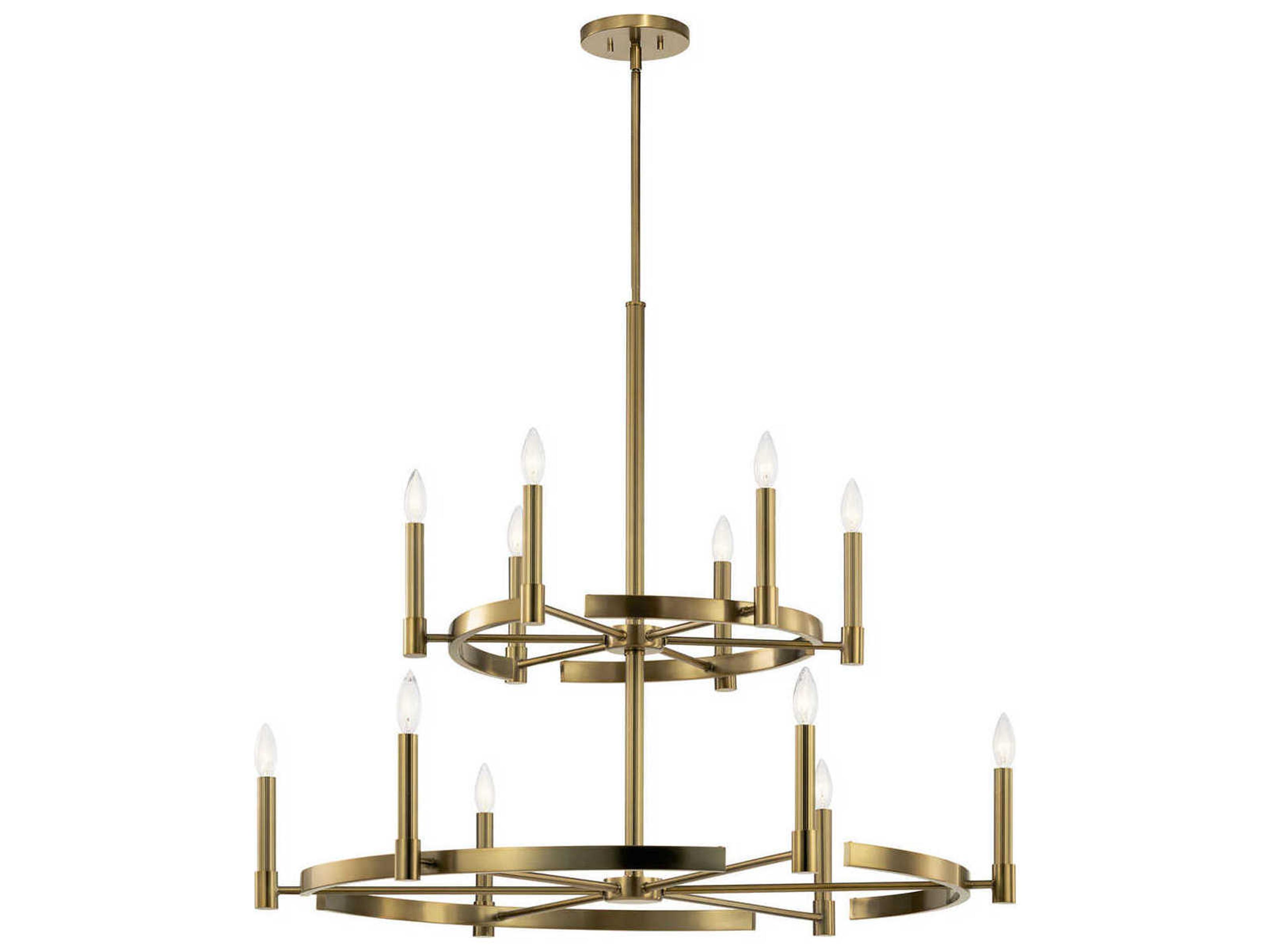 Kichler Tolani 12-Light Brushed Natural Brass Candelabra Round Tiered Chandelier