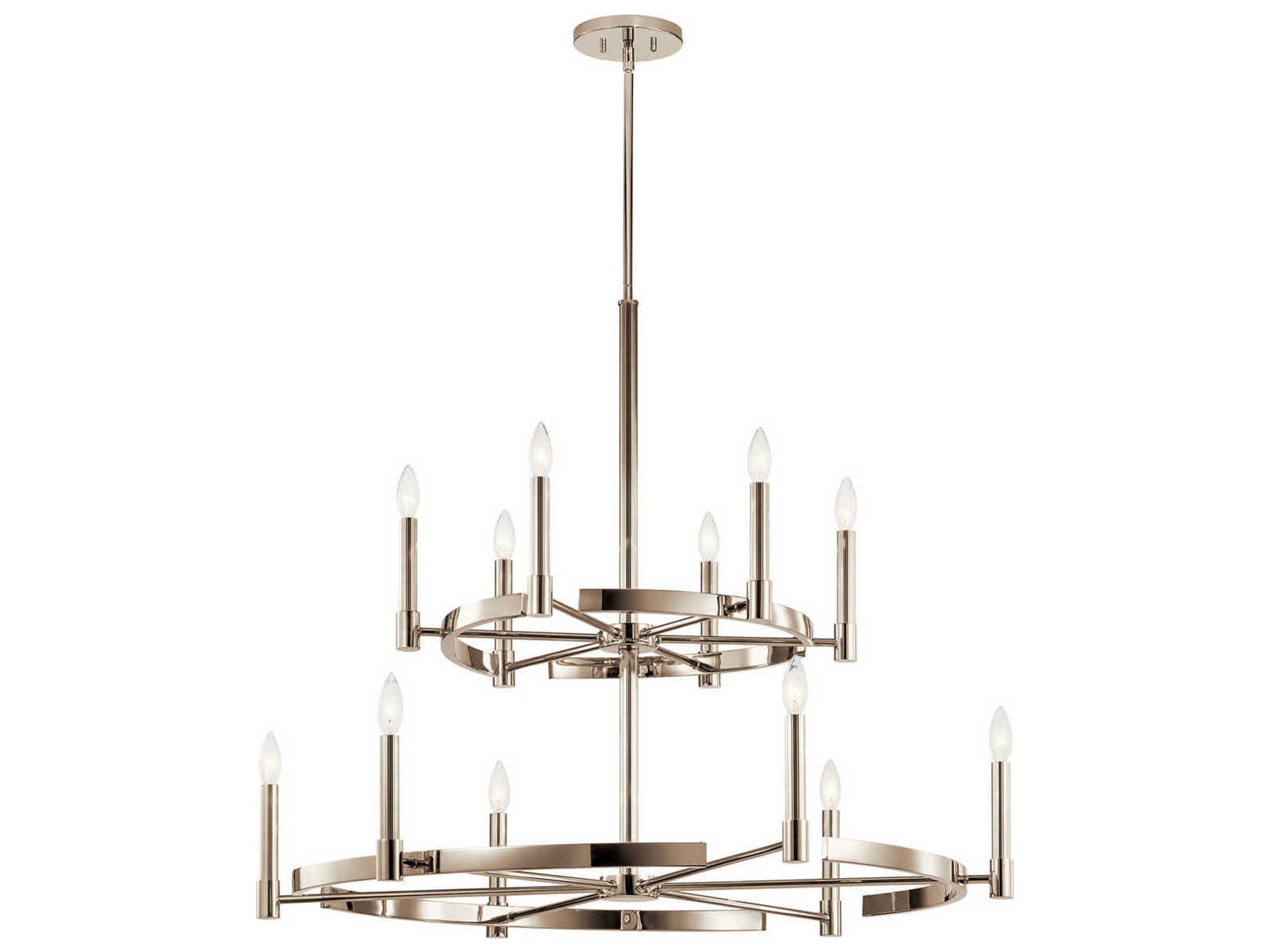 Kichler Tolani 12-Light Polished Nickel Candelabra Round Tiered Chandelier