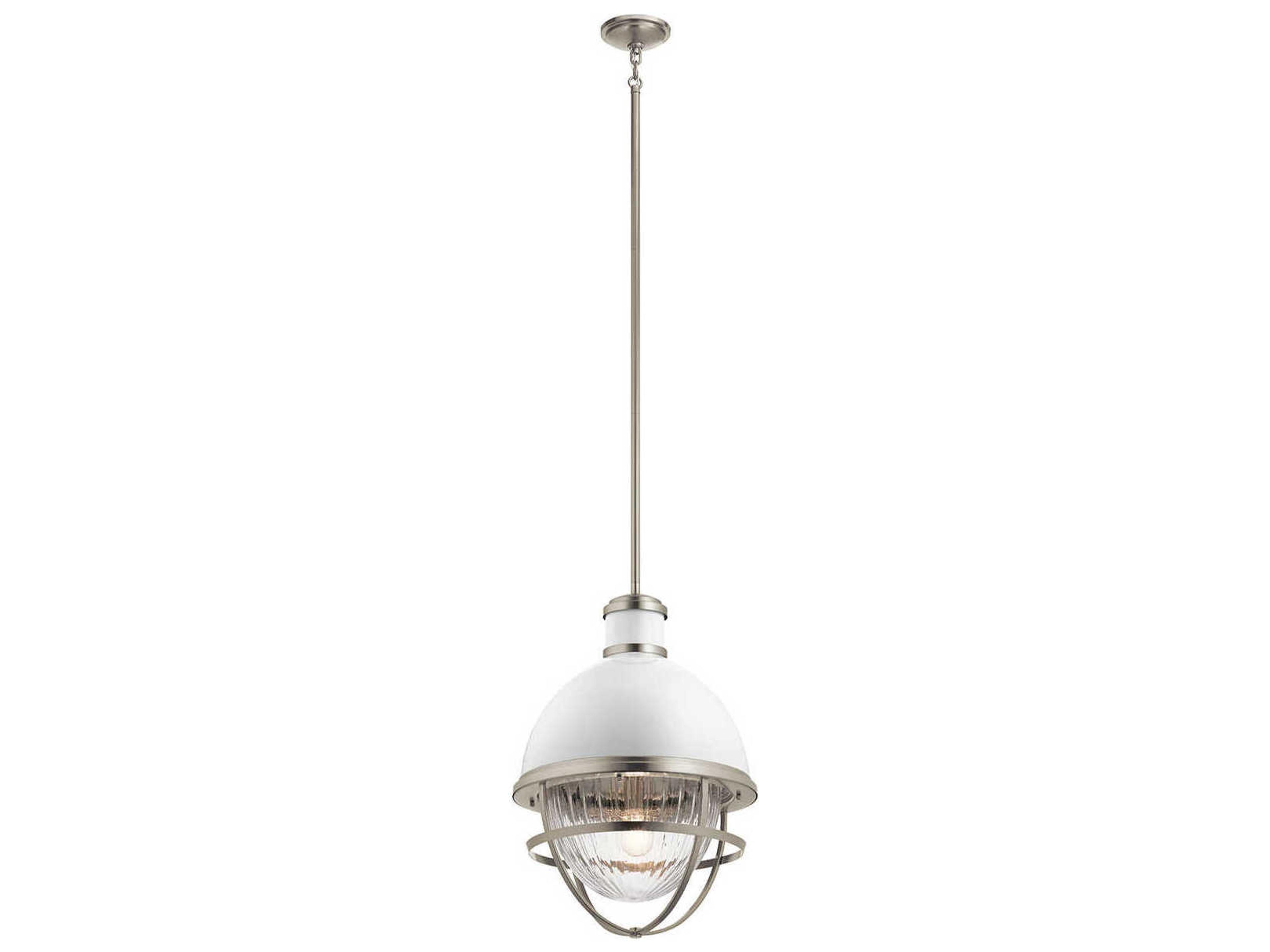 Kichler Tollis 1-Light Brushed Nickel Glass Geometric Pendant
