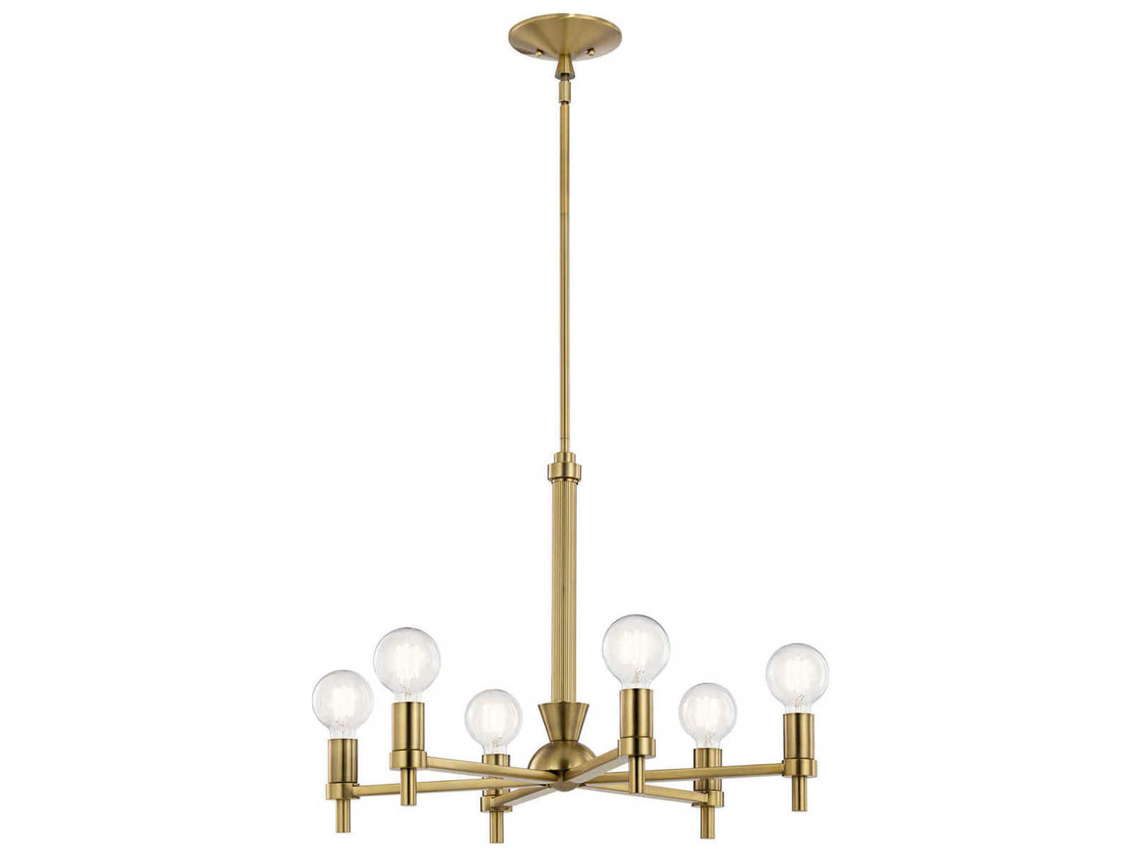 Kichler Torvee 6-Light Brushed Natural Brass Globe Linear Chandelier