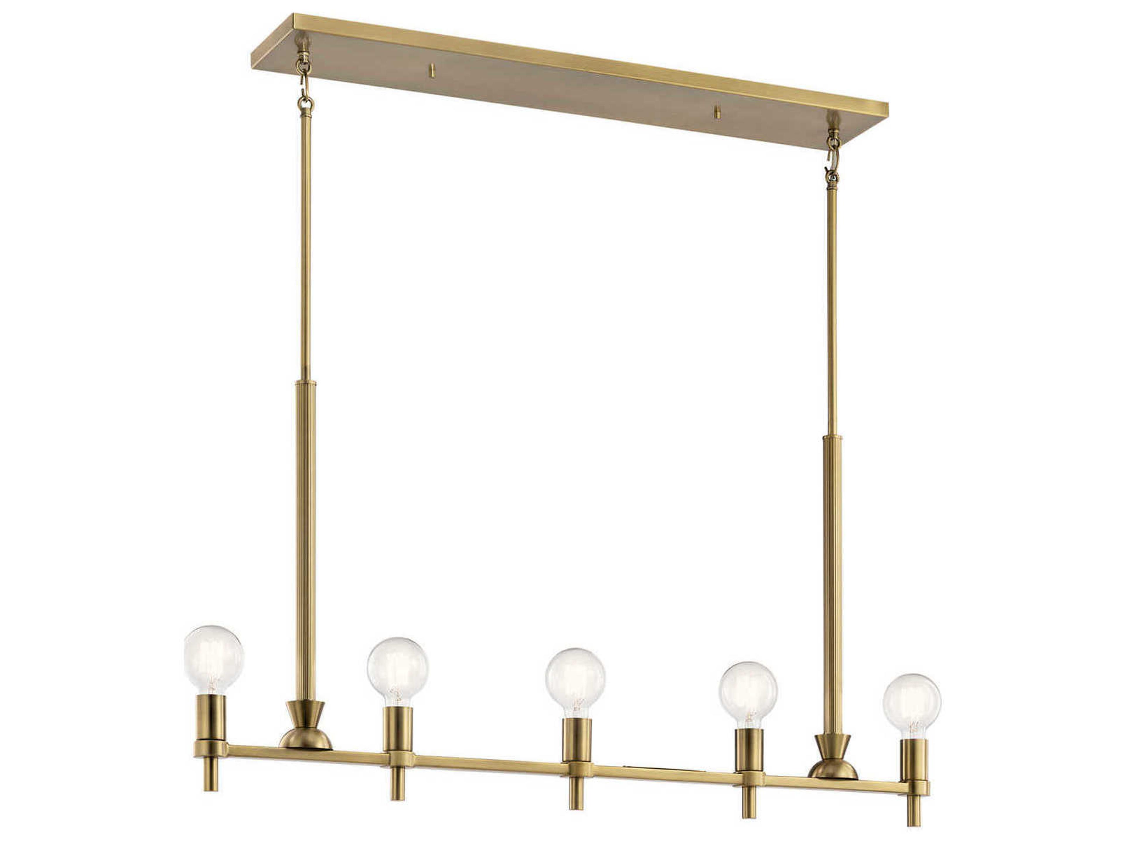 Kichler Torvee 5-Light Brushed Natural Brass Globe Linear Island Pendant