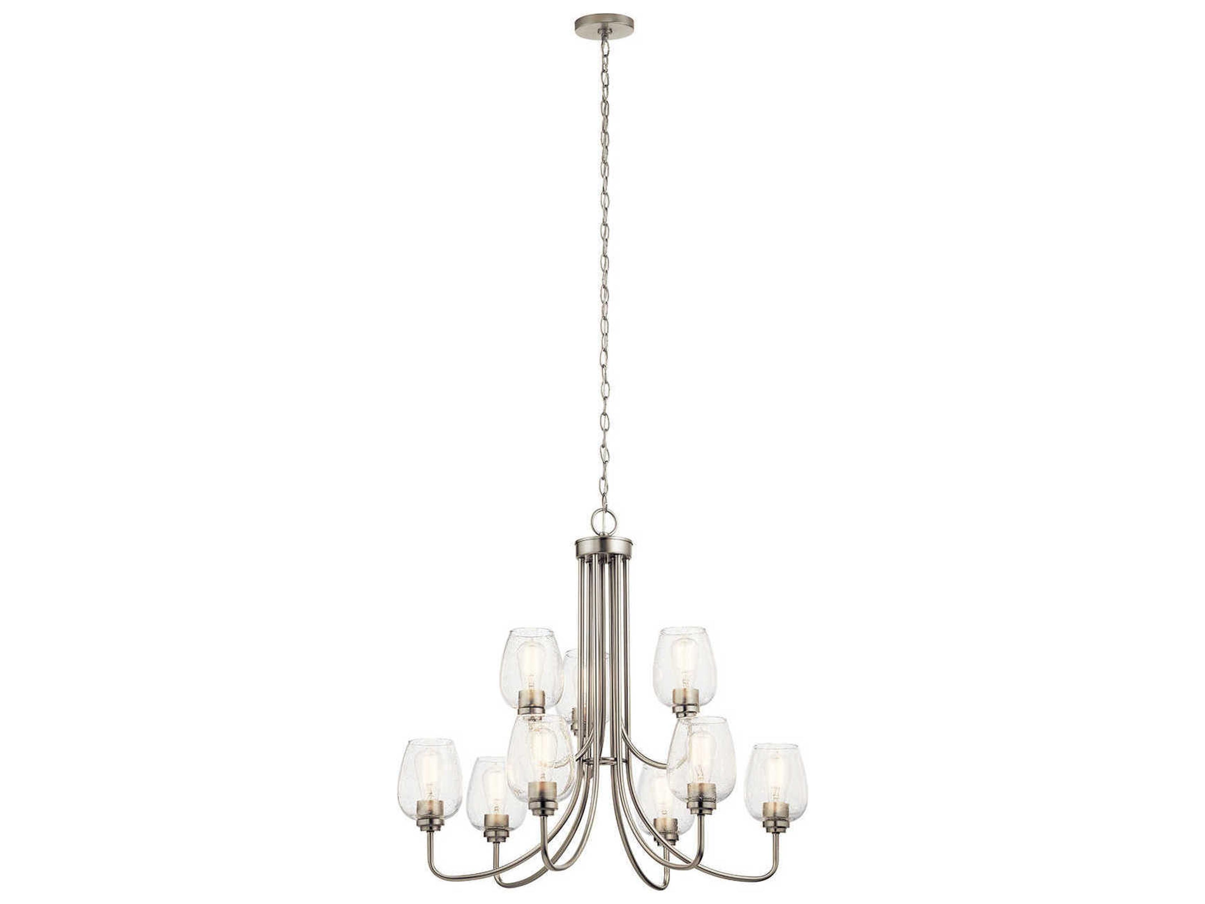 Kichler Valserrano 9-Light Brushed Nickel Glass Geometric Chandelier