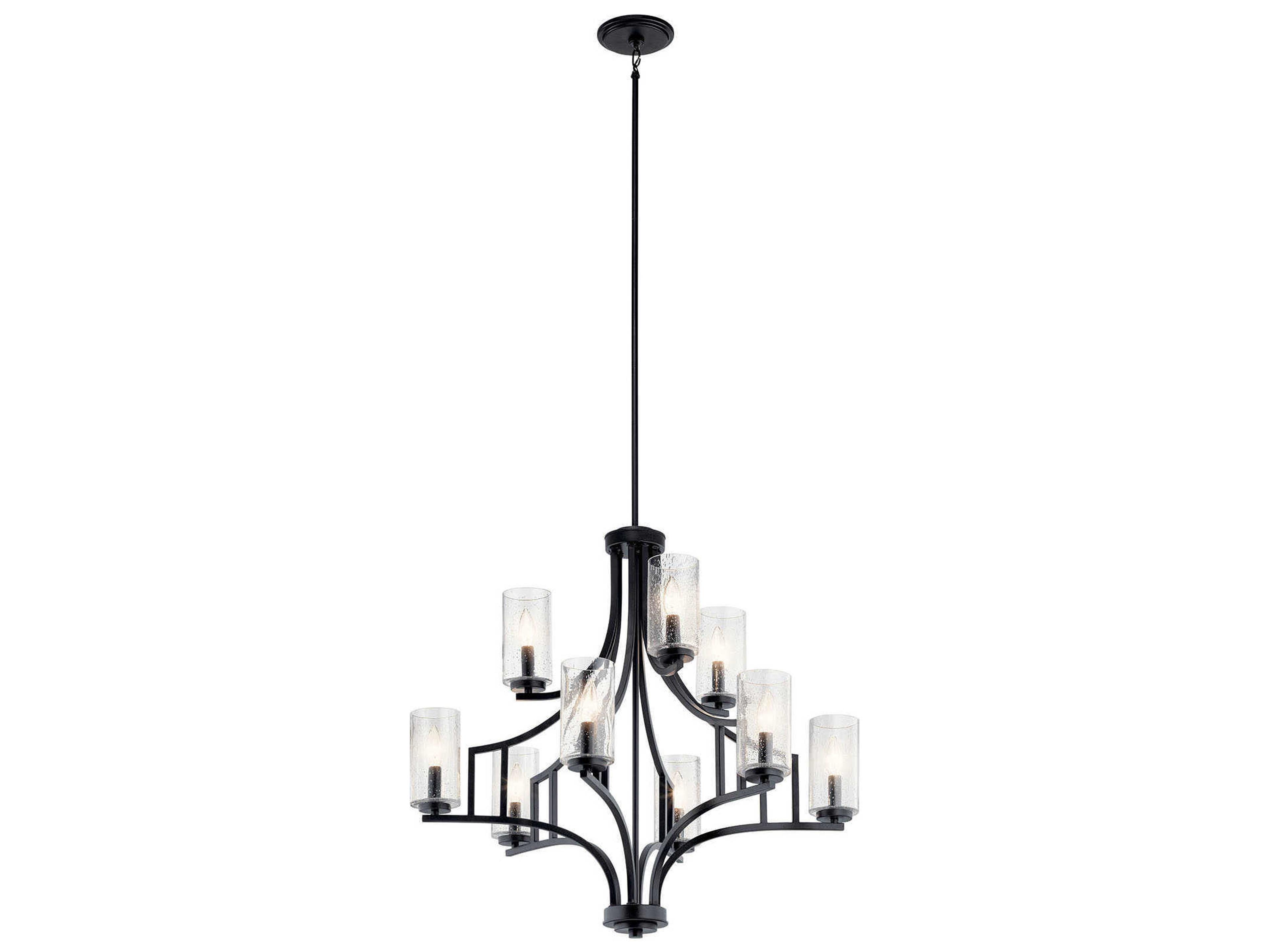 Kichler Vara 9-Light Distressed Black Glass Candelabra Cylinder Chandelier