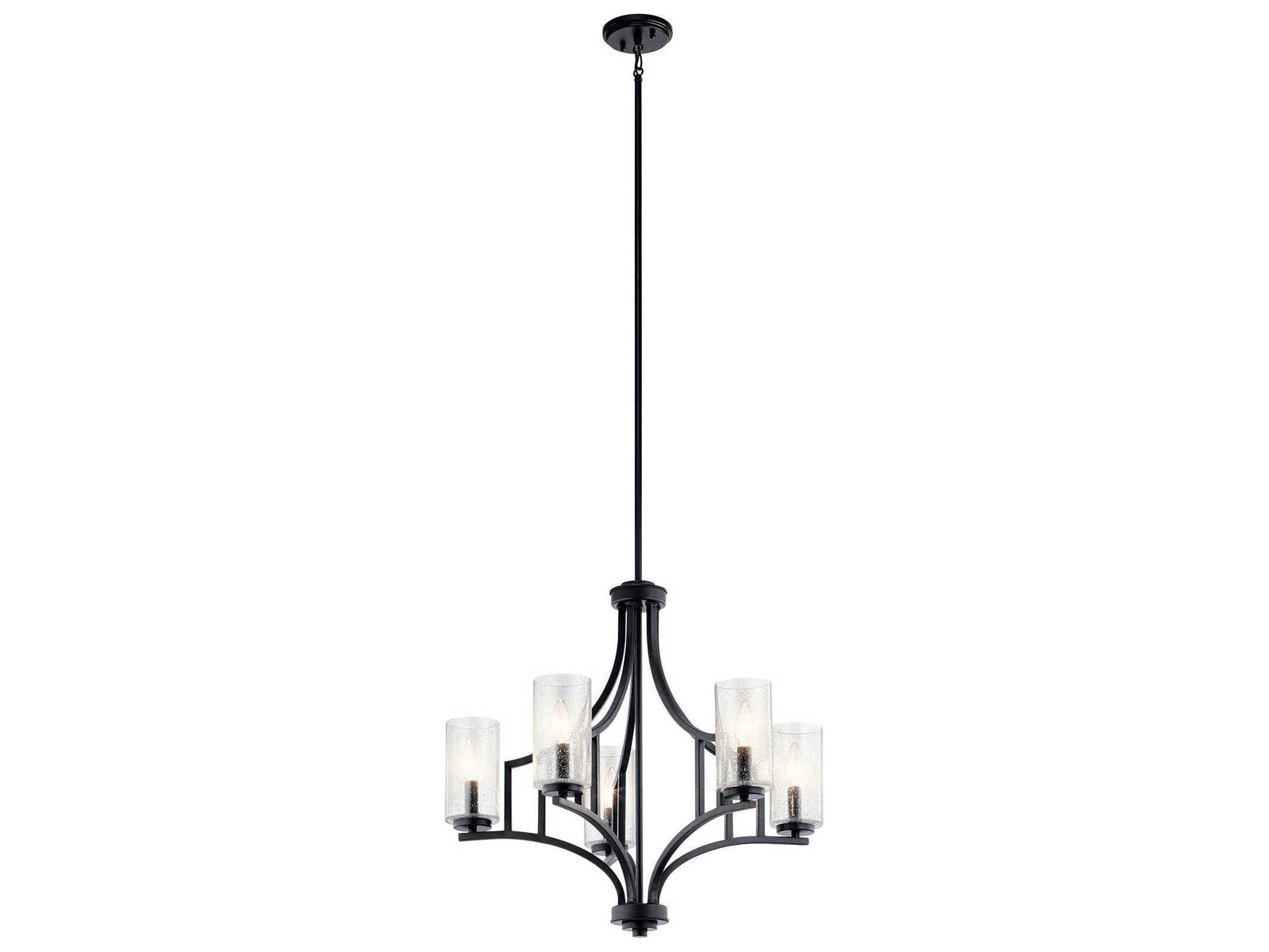 Kichler Vara 5-Light Distressed Black Glass Candelabra Cylinder Chandelier