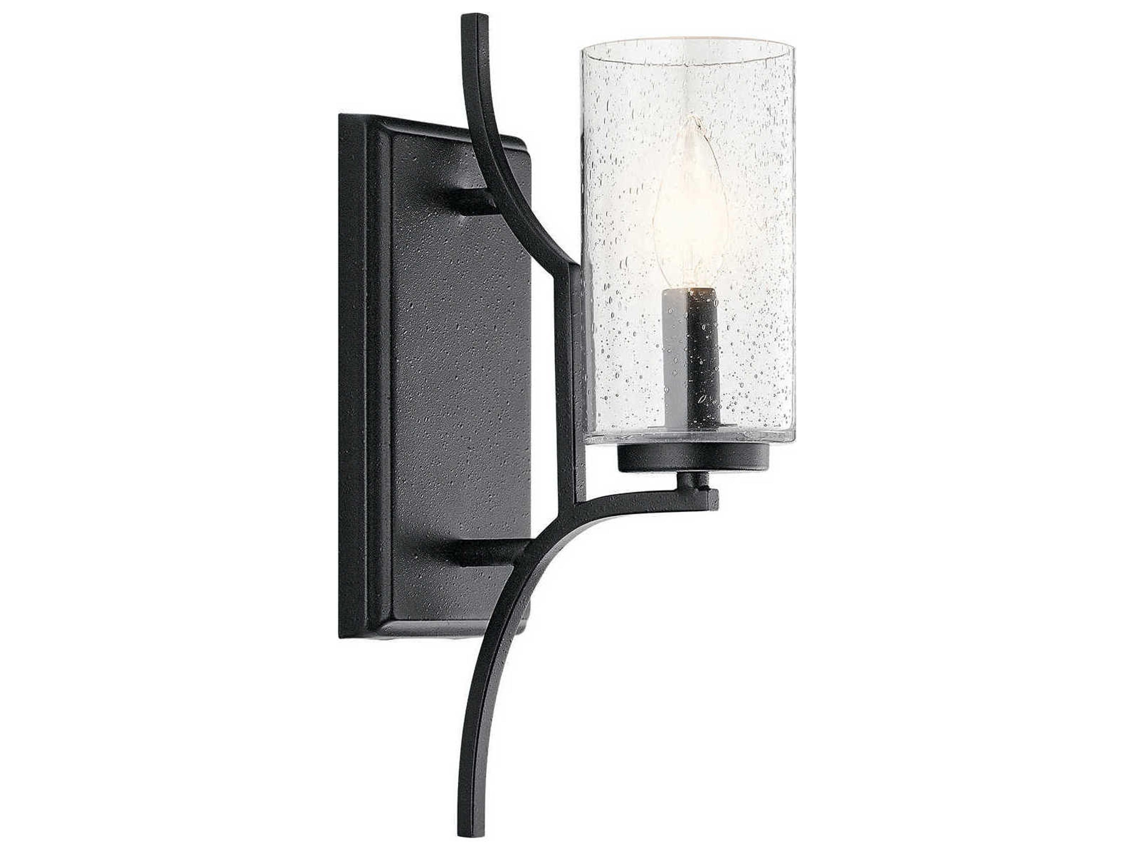 Kichler Vara 1-Light Distressed Black Glass Wall Sconce