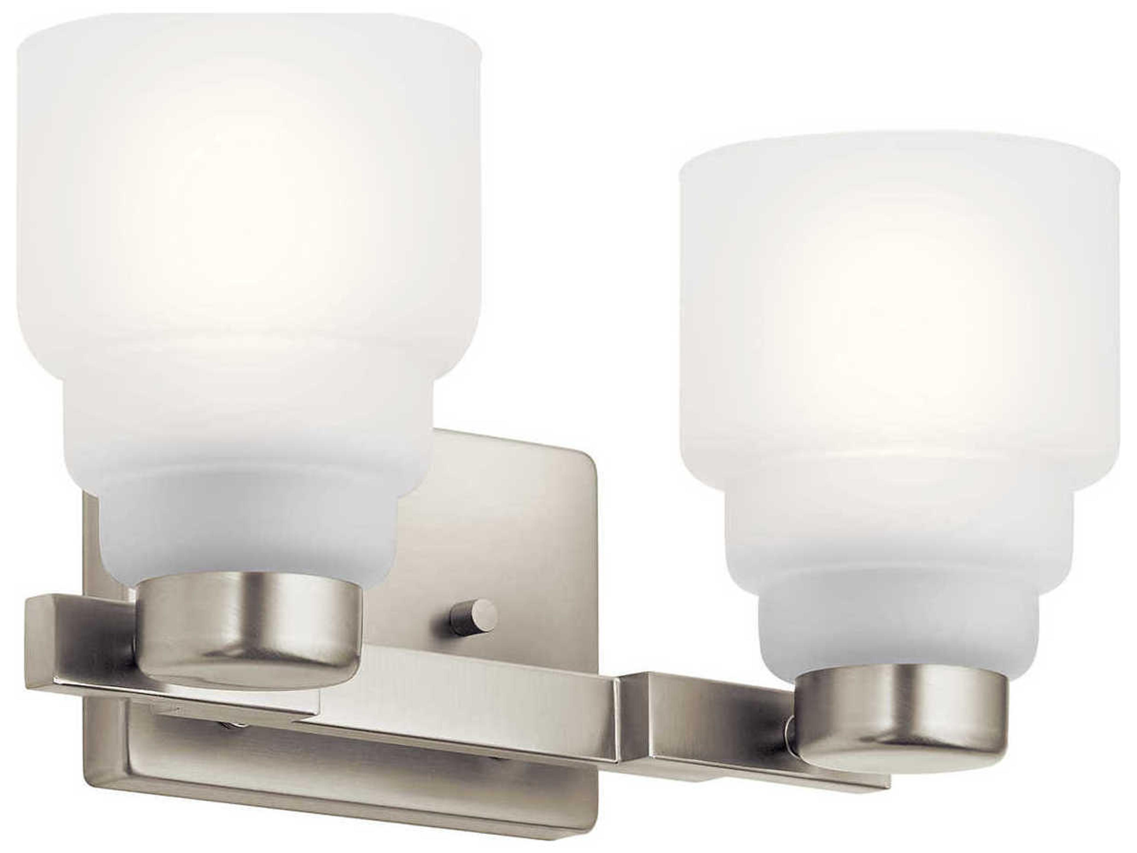 Kichler Vionnet 2-Light Brushed Nickel Glass Vanity Light