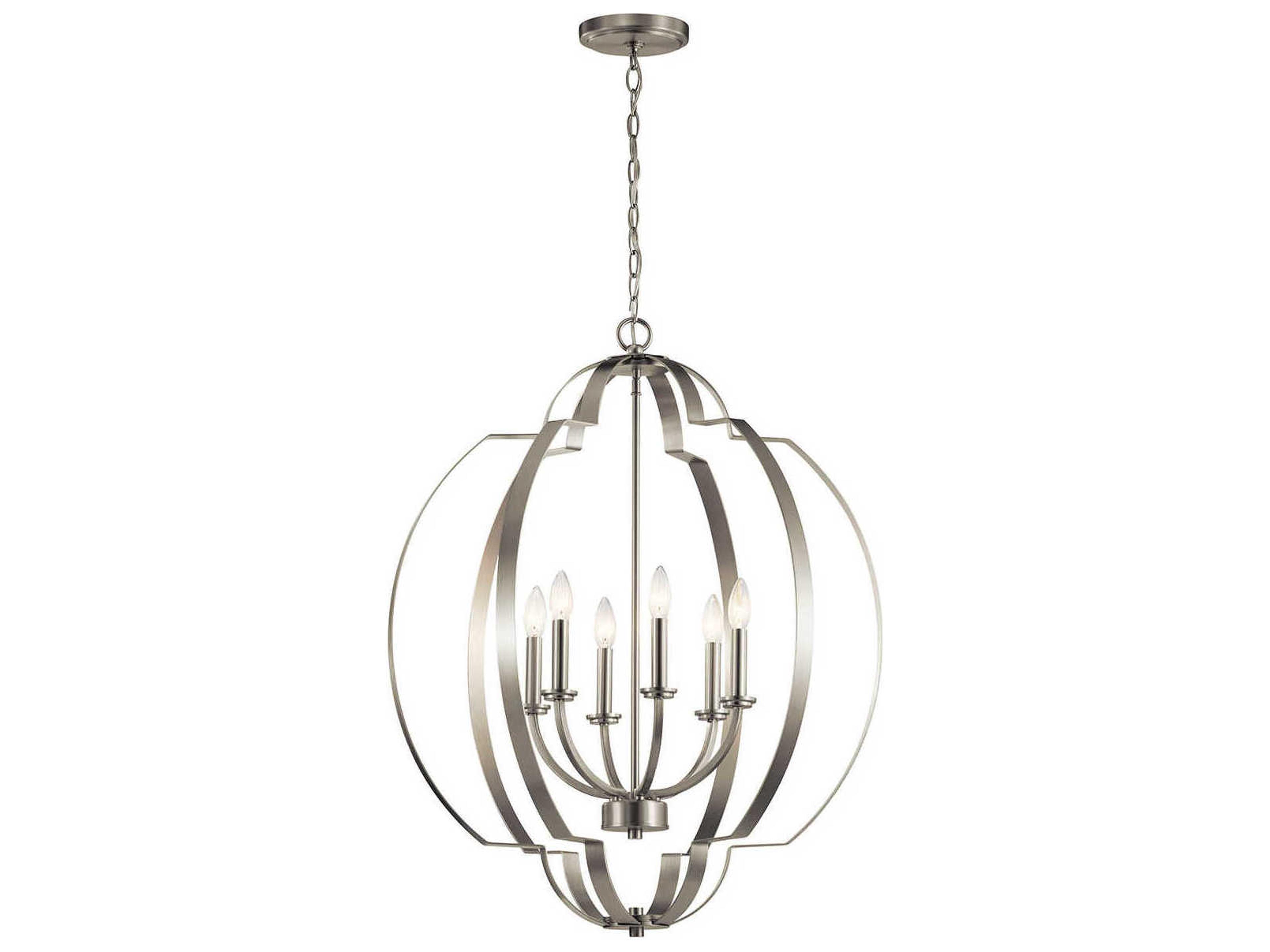Kichler Voleta 6-Light Brushed Nickel Candelabra Geometric Chandelier