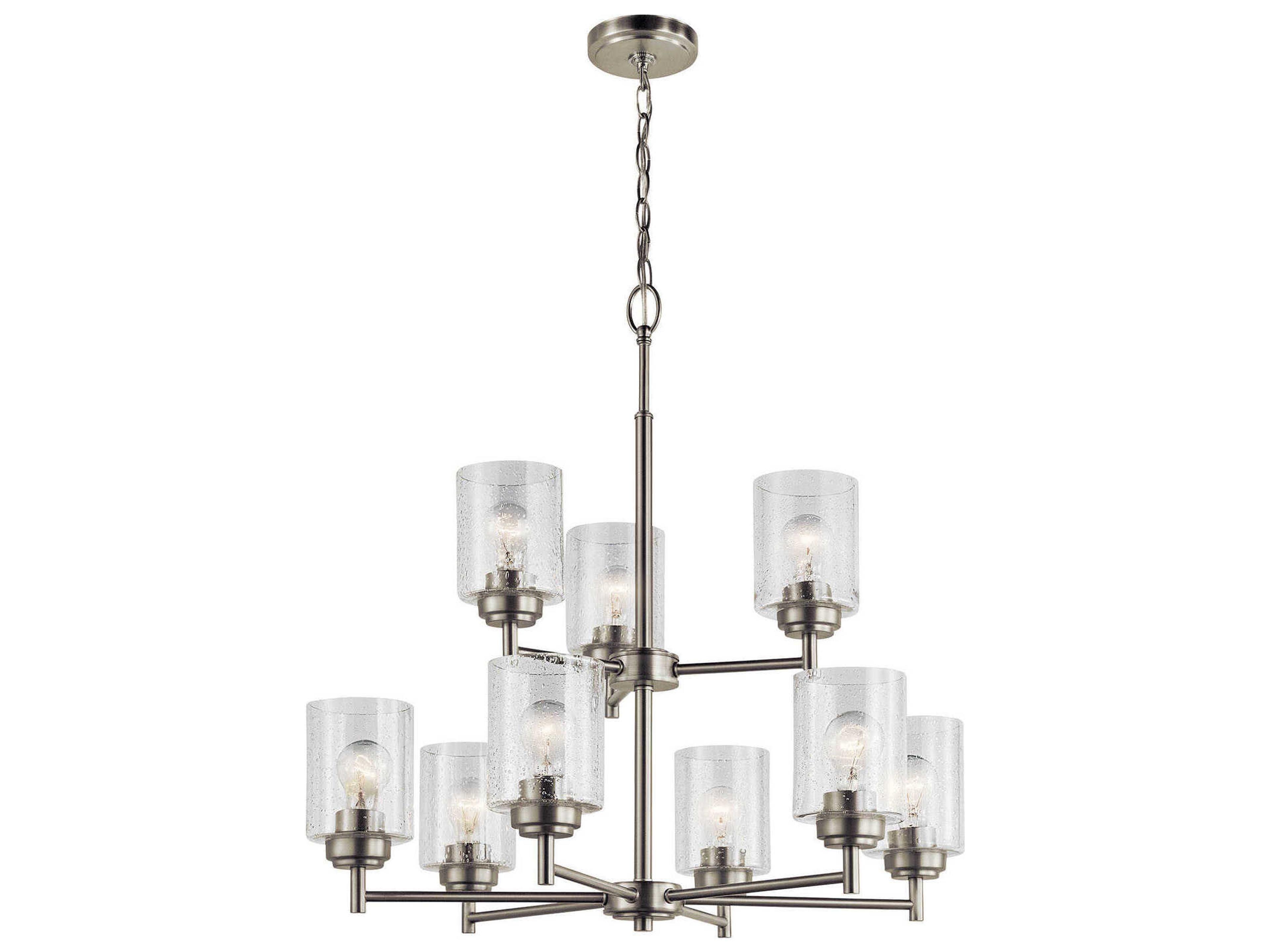 Kichler Winslow 9-Light Brushed Nickel Glass Cylinder Chandelier