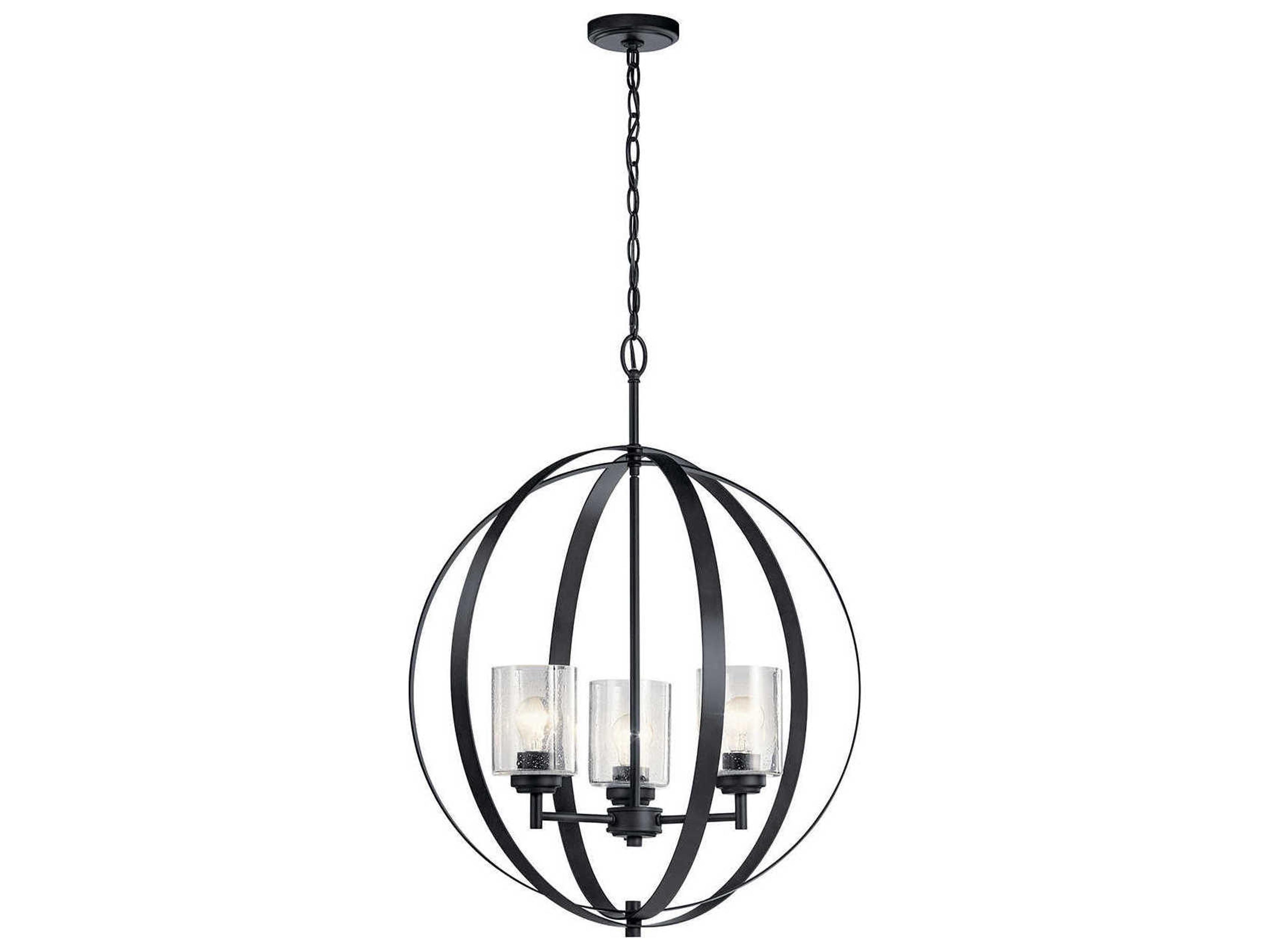 Kichler Winslow 3-Light Black Glass Candelabra Geometric Chandelier