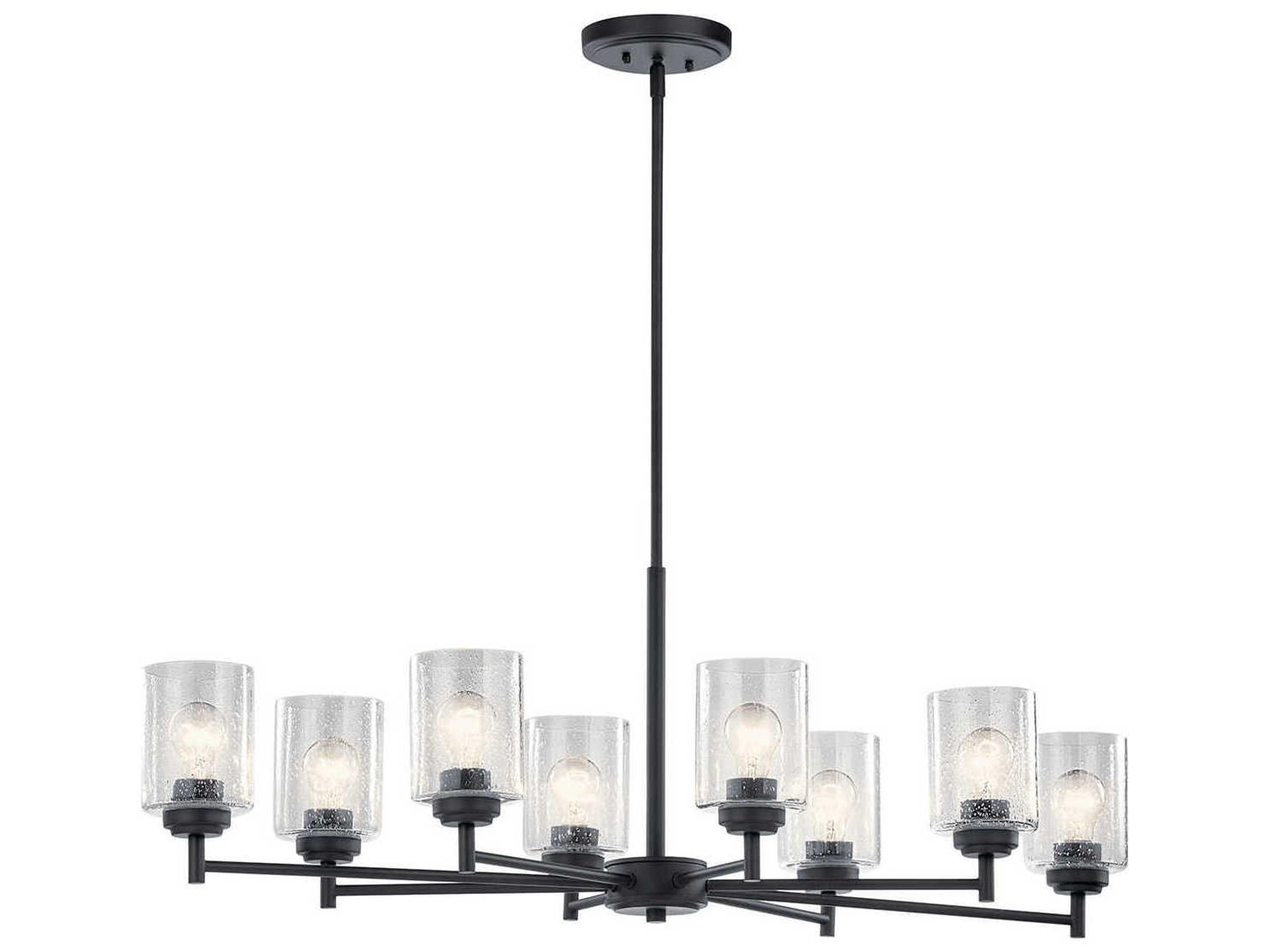 Kichler Winslow 8-Light Black Glass Cylinder Linear Island Pendant