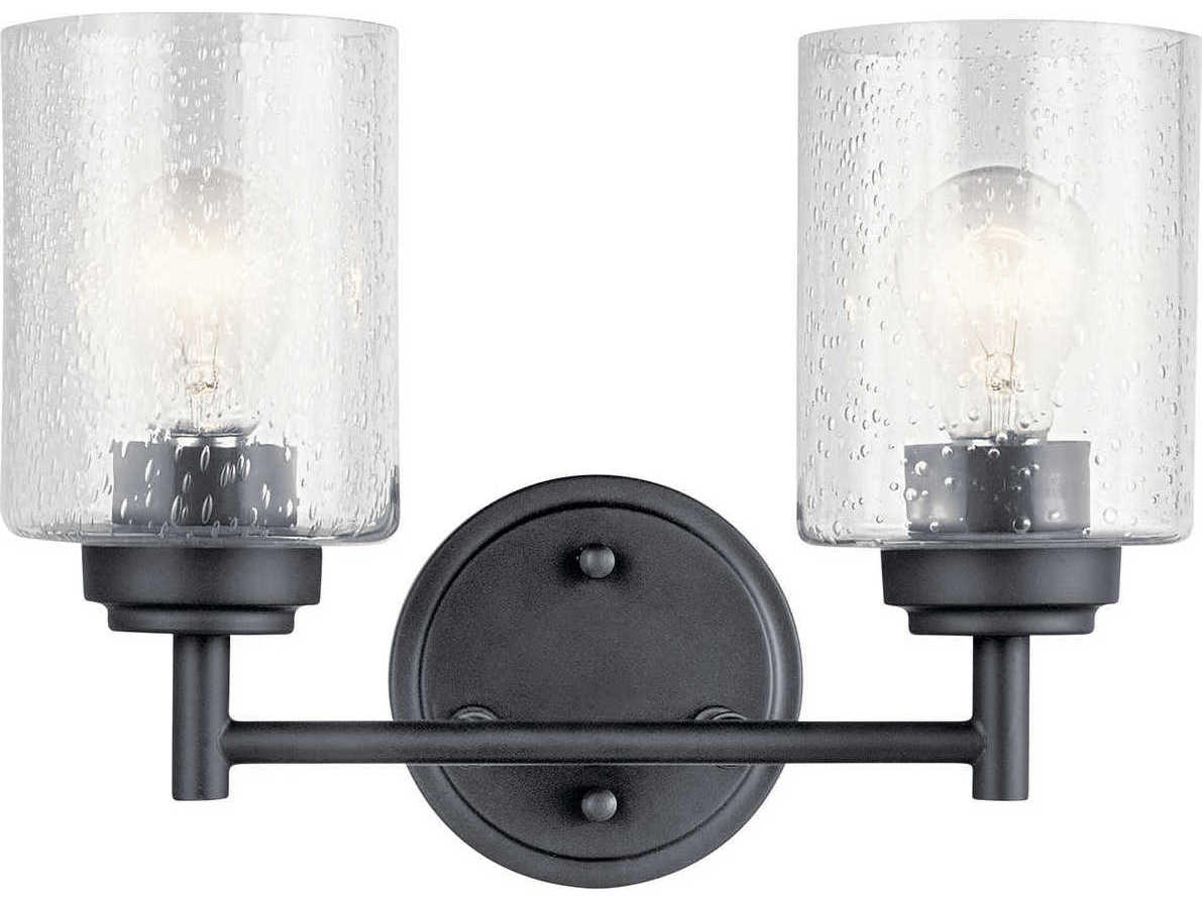 Kichler Winslow 2-Light Black Glass Vanity Light