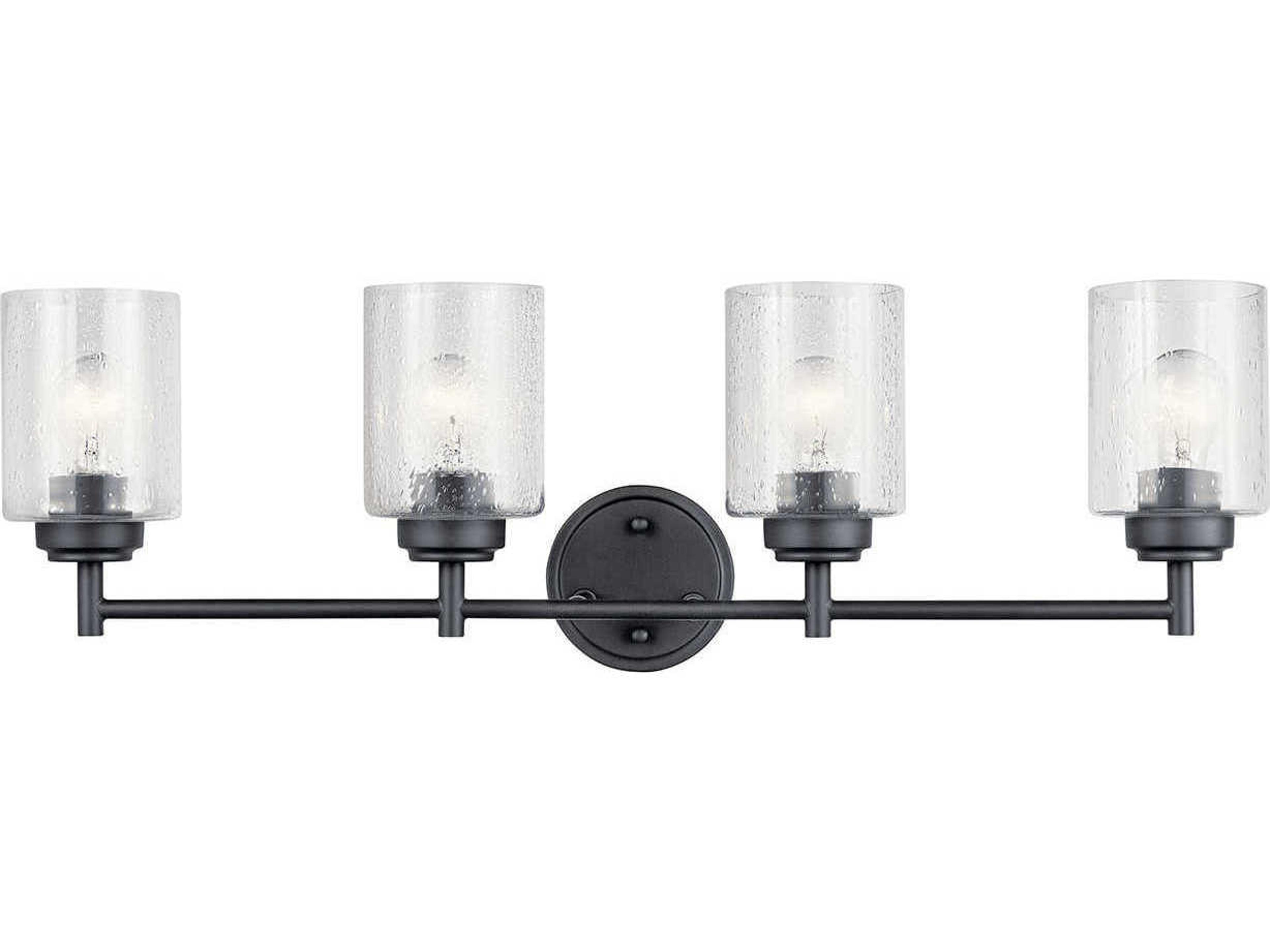 Kichler Winslow 4-Light Black Glass Vanity Light