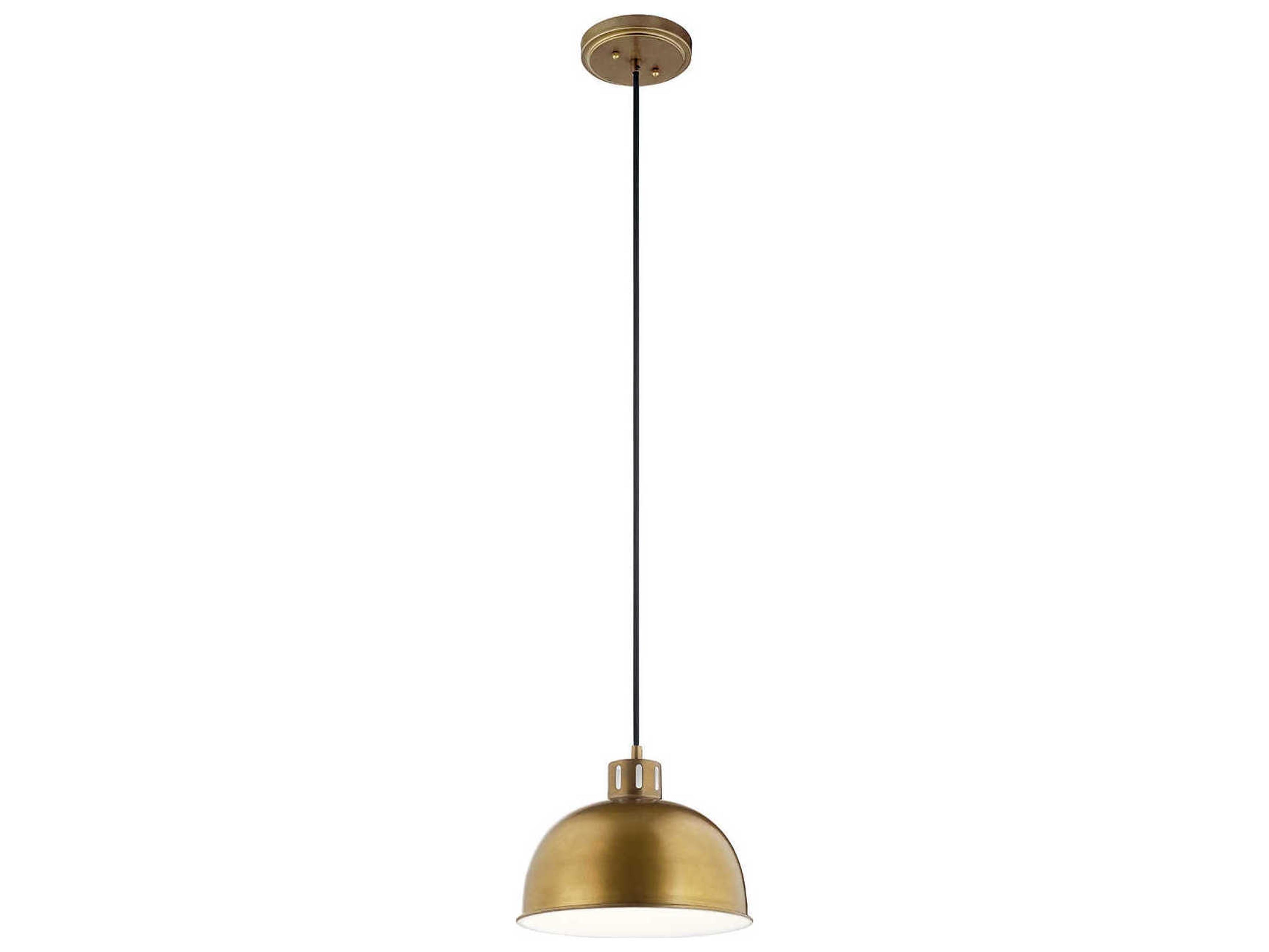 Kichler Zailey 1-Light Natural Brass Dome Mini Pendant