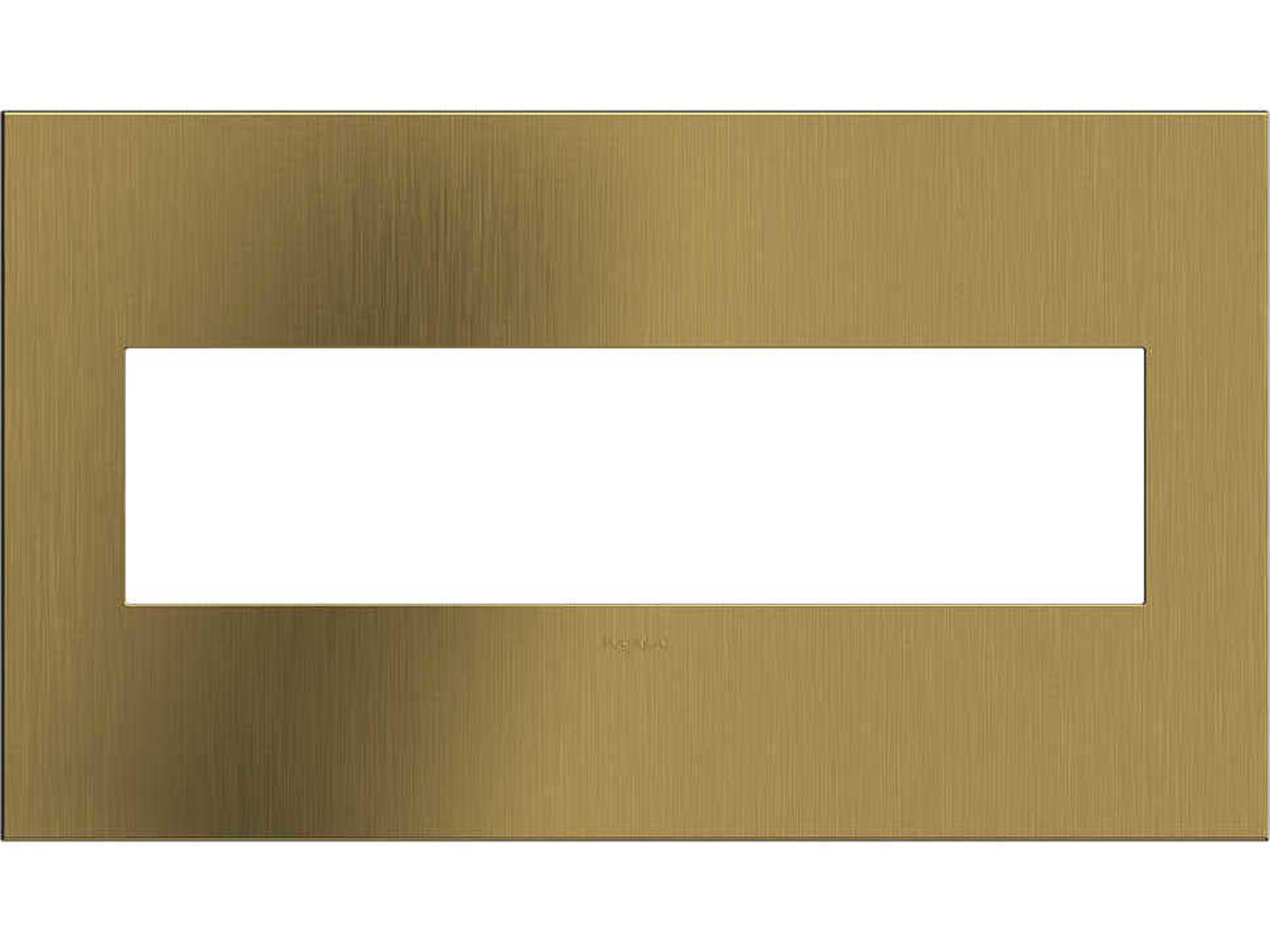 Legrand Cast Metals Brushed Satin Brass Four-Gang Wall Plate