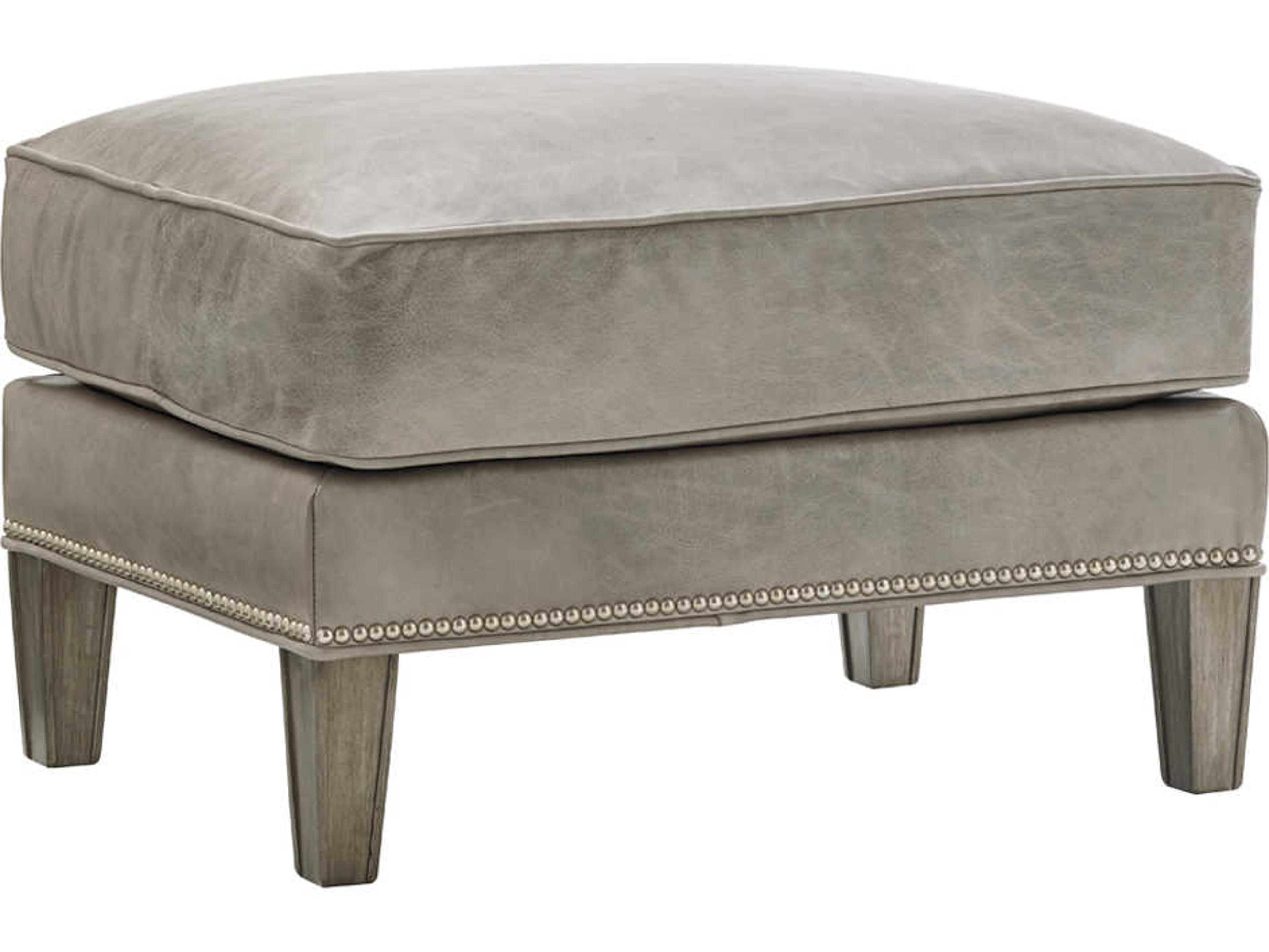 Lexington Kensington Place Misty Gray Leather Ottoman