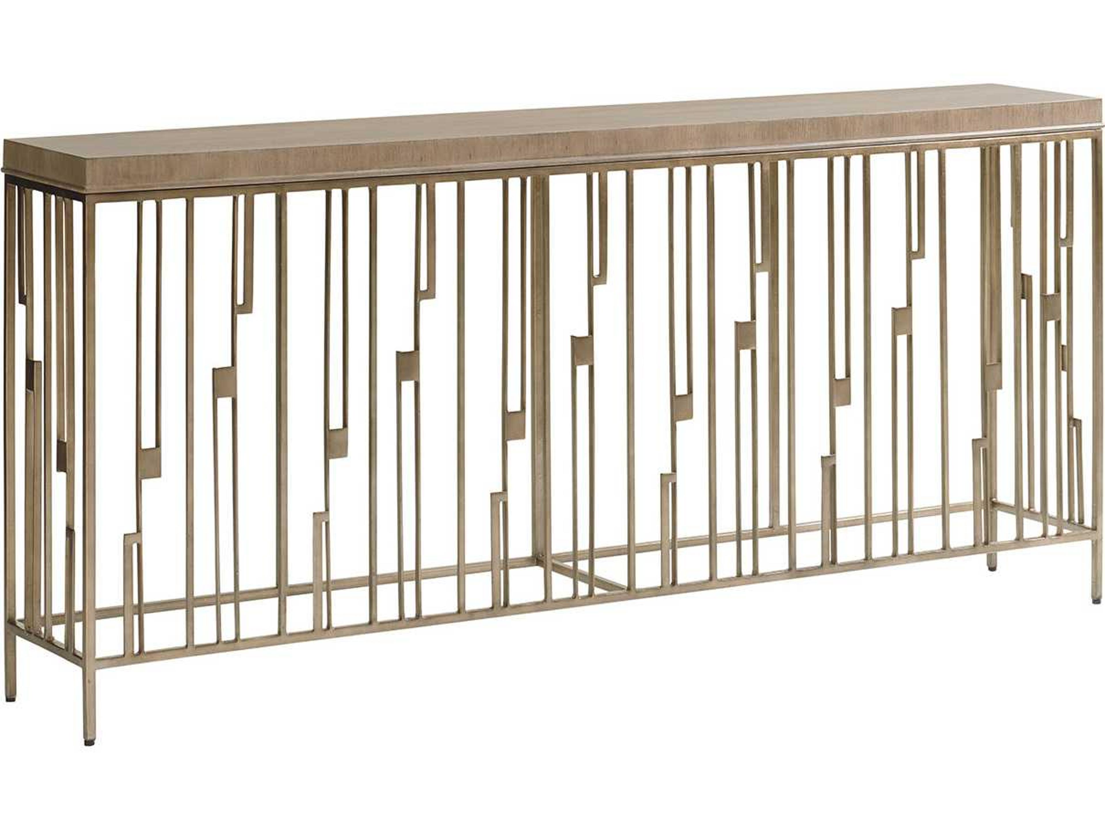 Lexington Shadow Play Rectangular Wood Burnished Silver Leaf Console Table