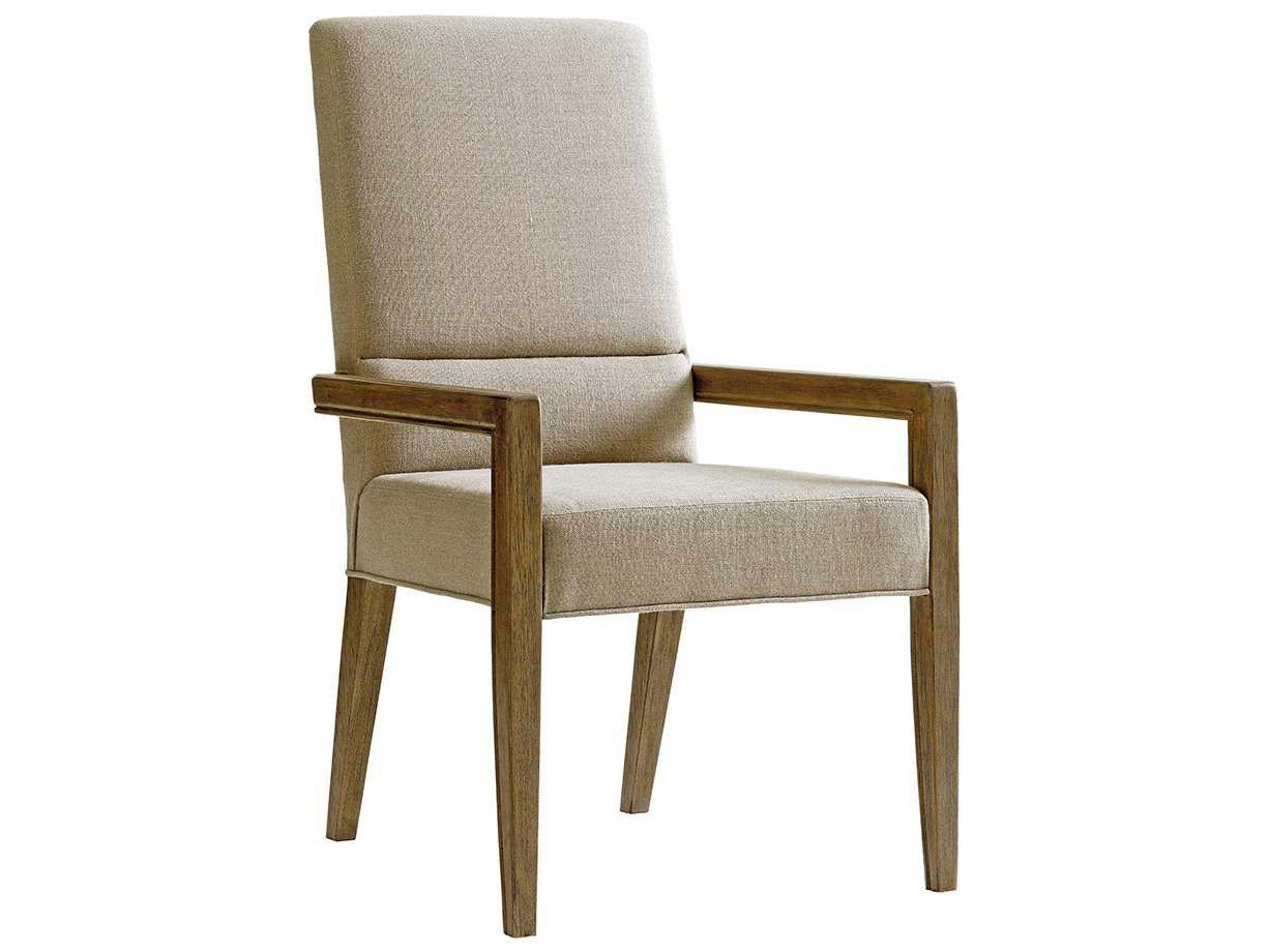 Lexington Shadow Play Solid Wood Beige Upholstered Arm Dining Chair