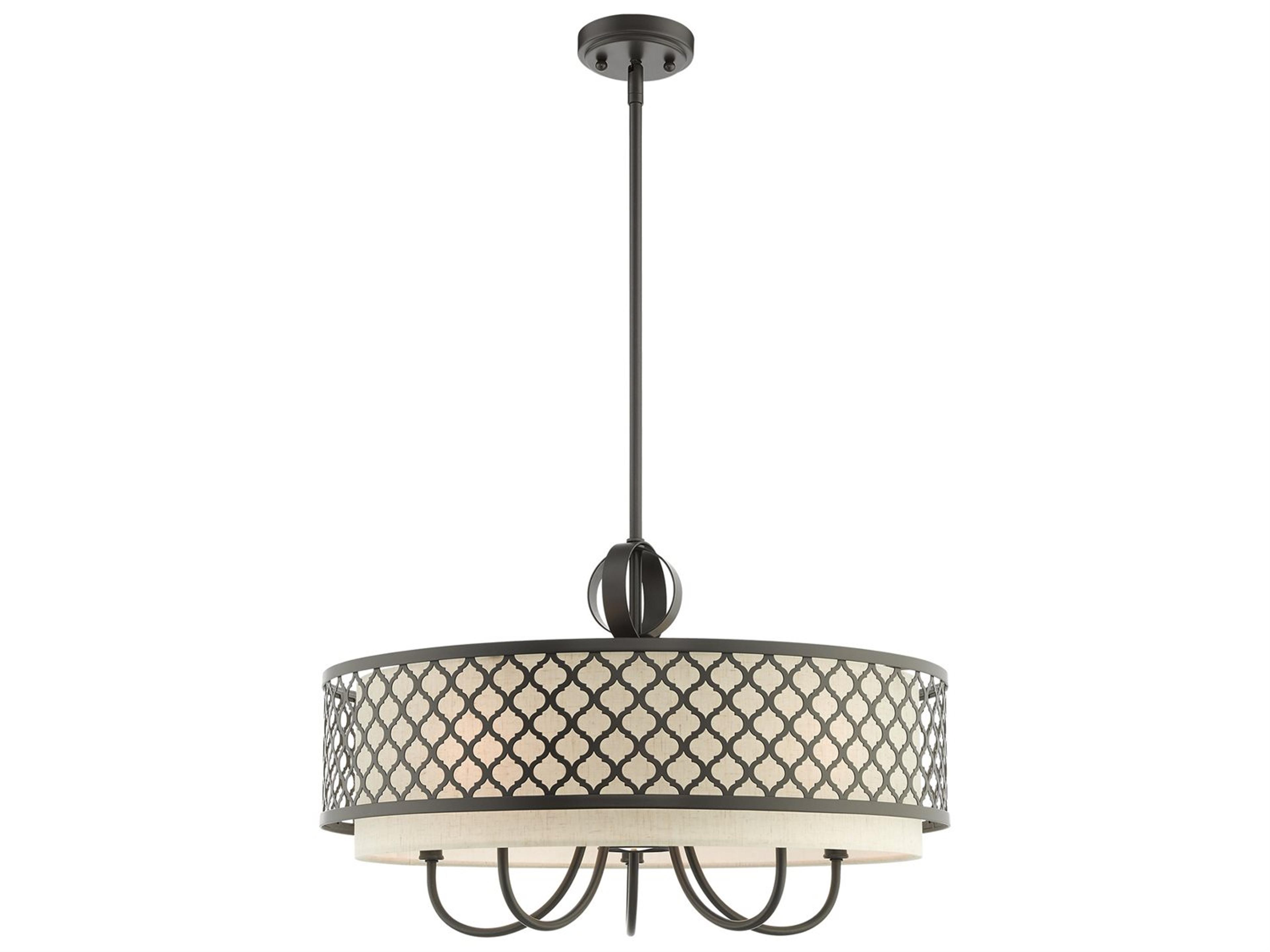 Livex Lighting Arabesque 6-Light English Bronze Candelabra Drum Round Chandelier