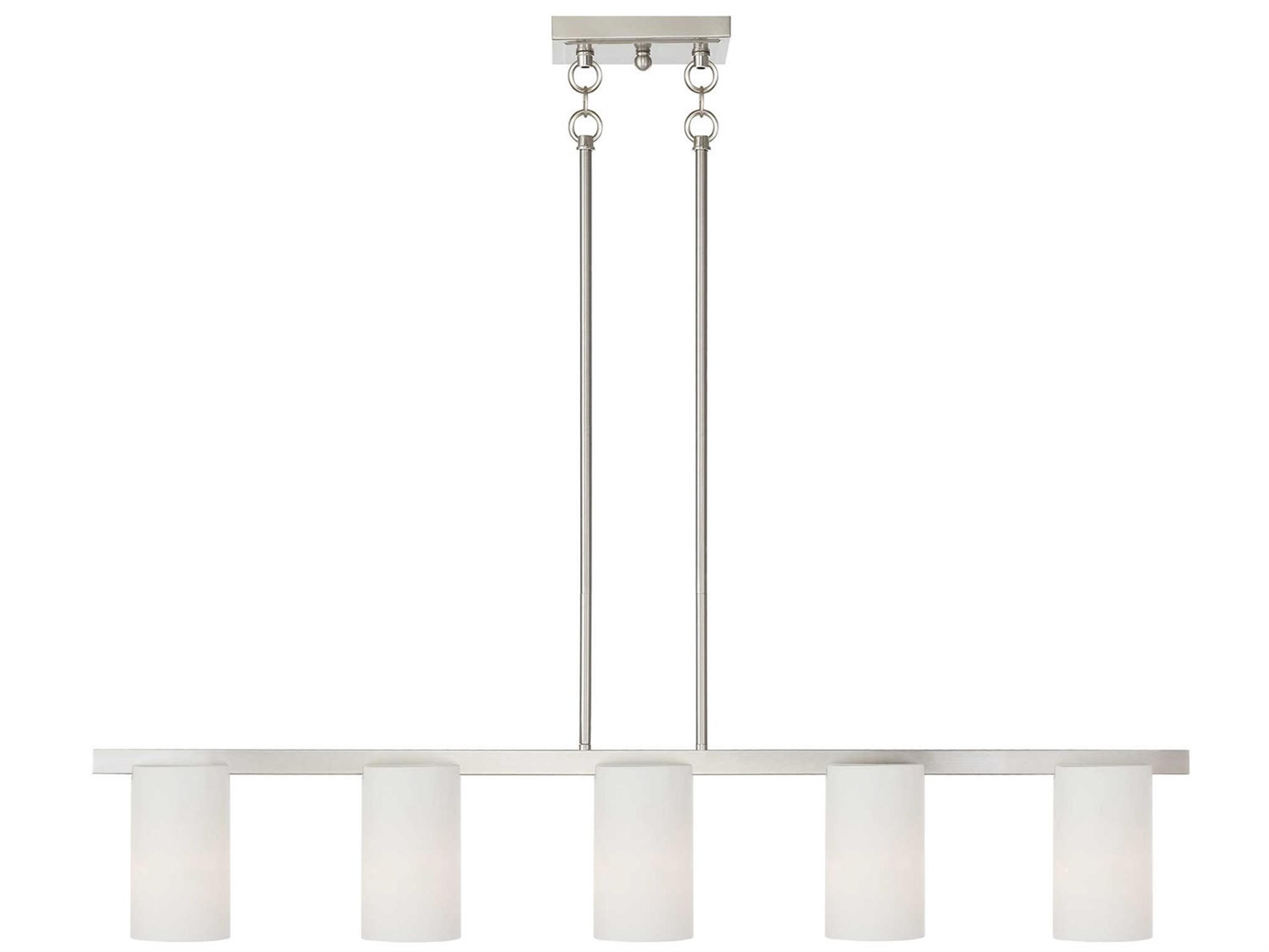 Livex Lighting Astoria 5-Light Brushed Nickel Glass Cylinder Linear Island Pendant
