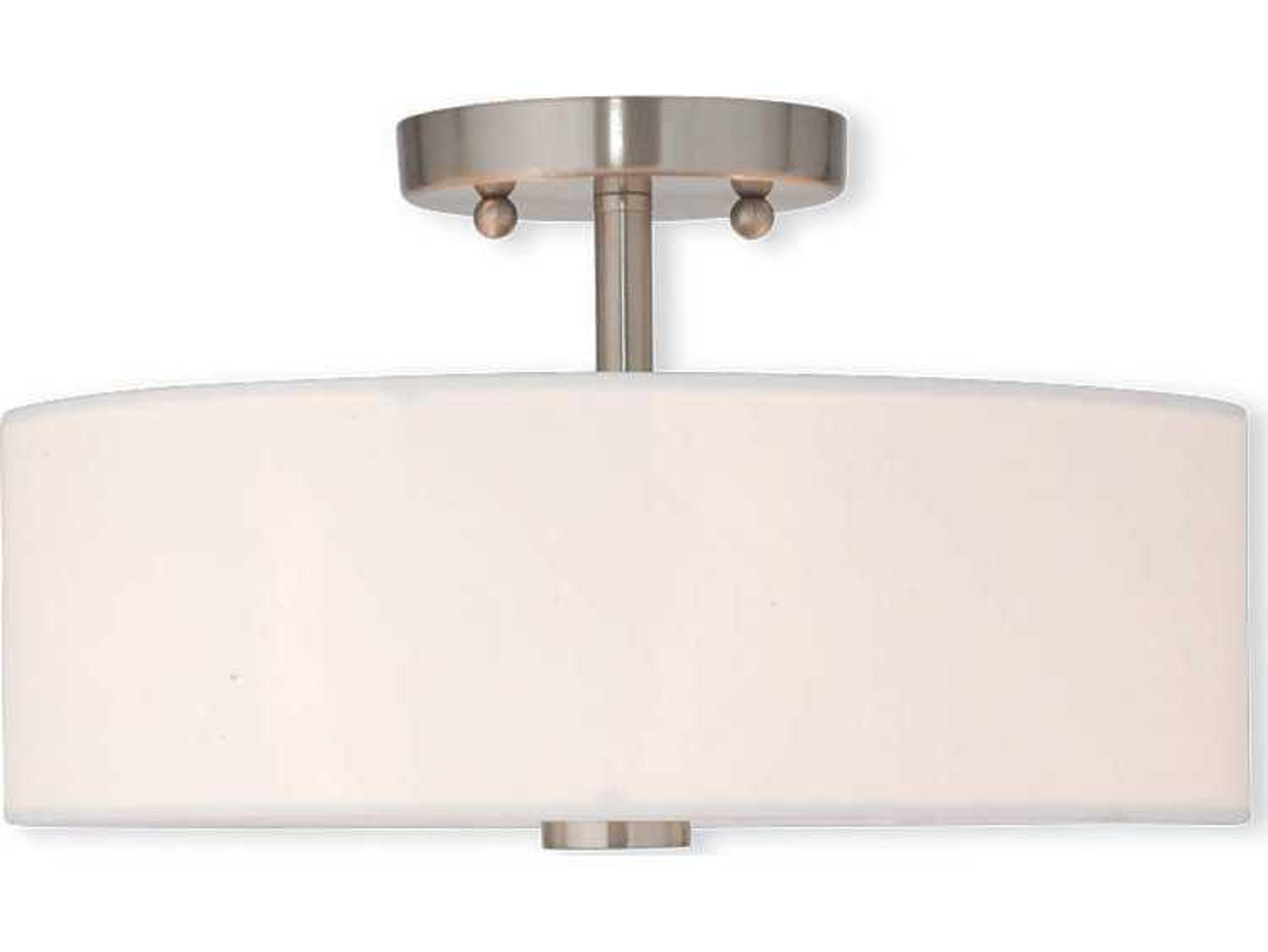 Livex Lighting Brighton 2-Light Brushed Nickel Drum Round Semi Flush Mount