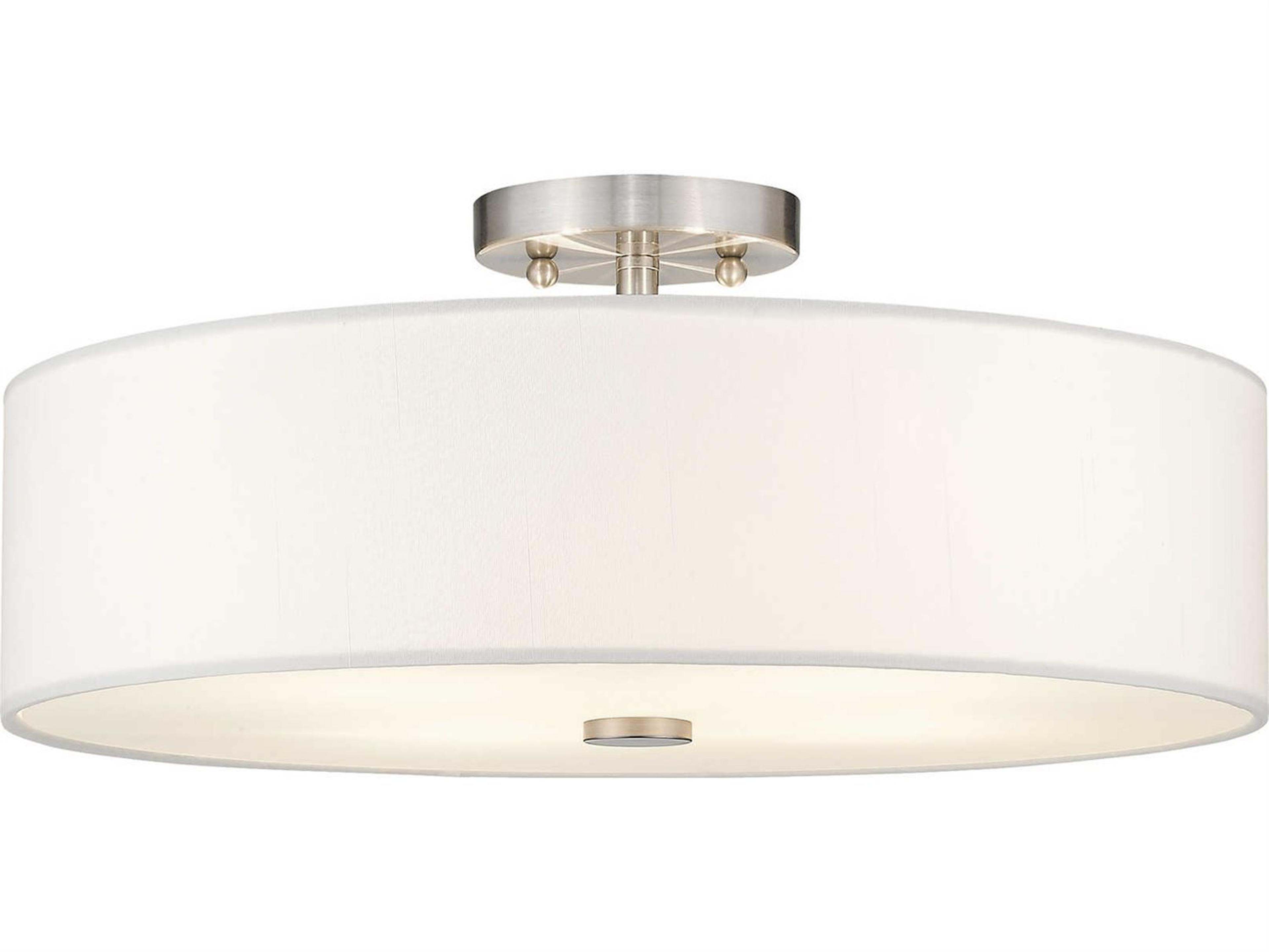 Livex Lighting Brighton 4-Light Brushed Nickel Drum Round Semi Flush Mount