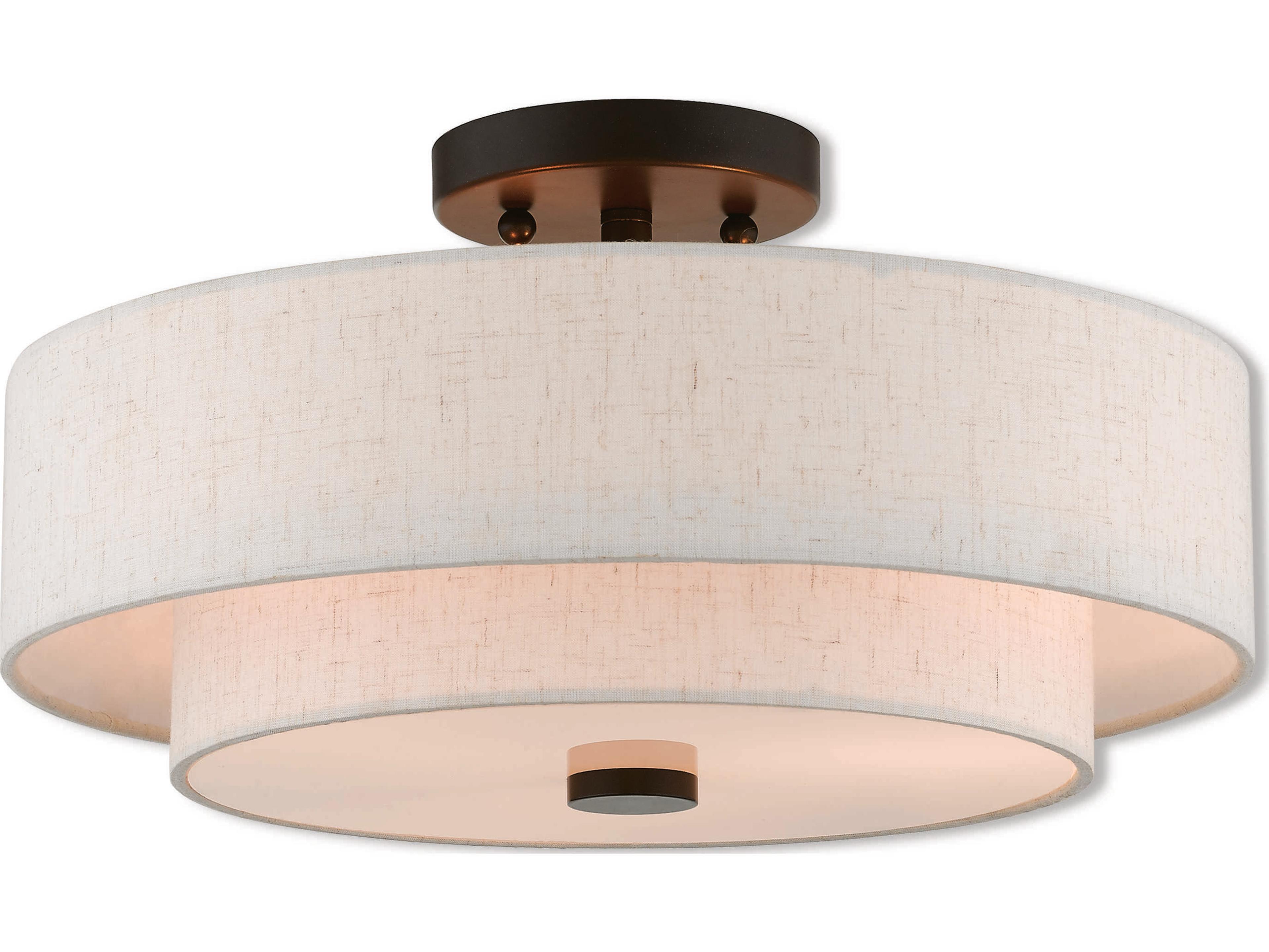 Livex Lighting Claremont 3-Light English Bronze Drum Round Semi Flush Mount