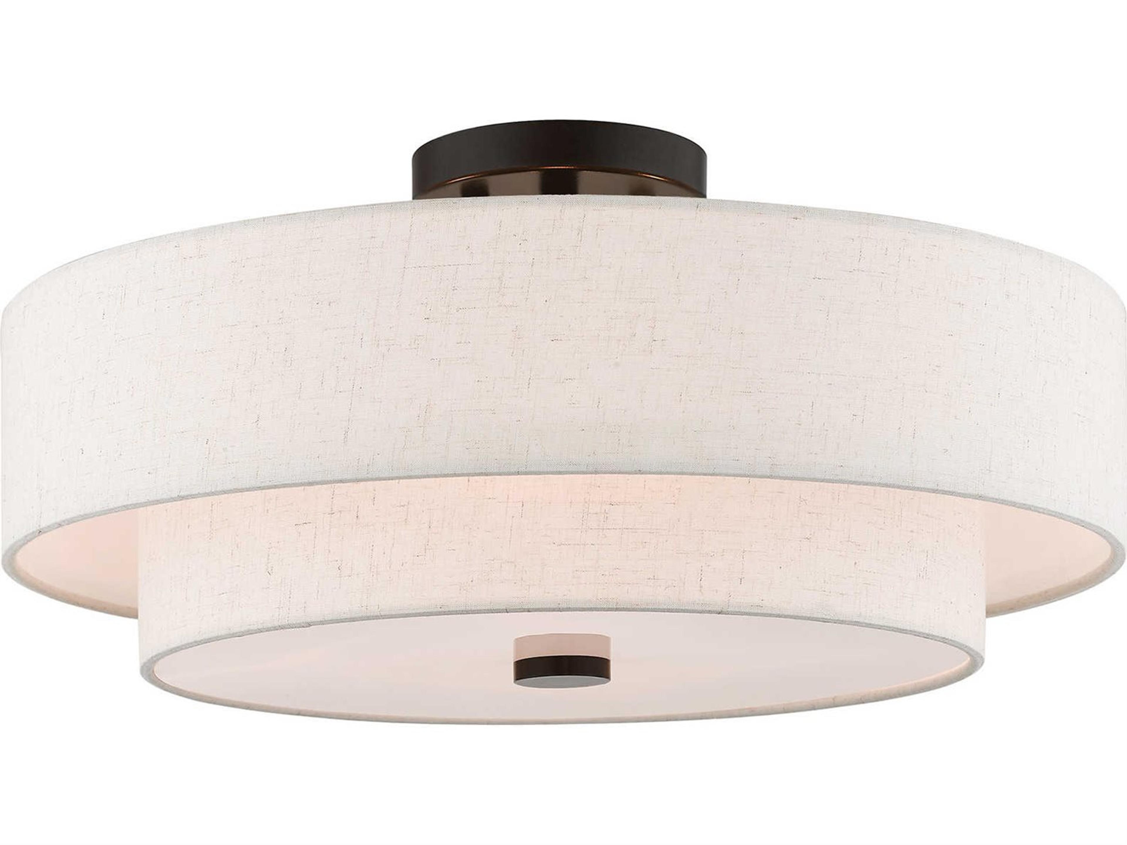 Livex Lighting Claremont 4-Light English Bronze Drum Round Semi Flush Mount