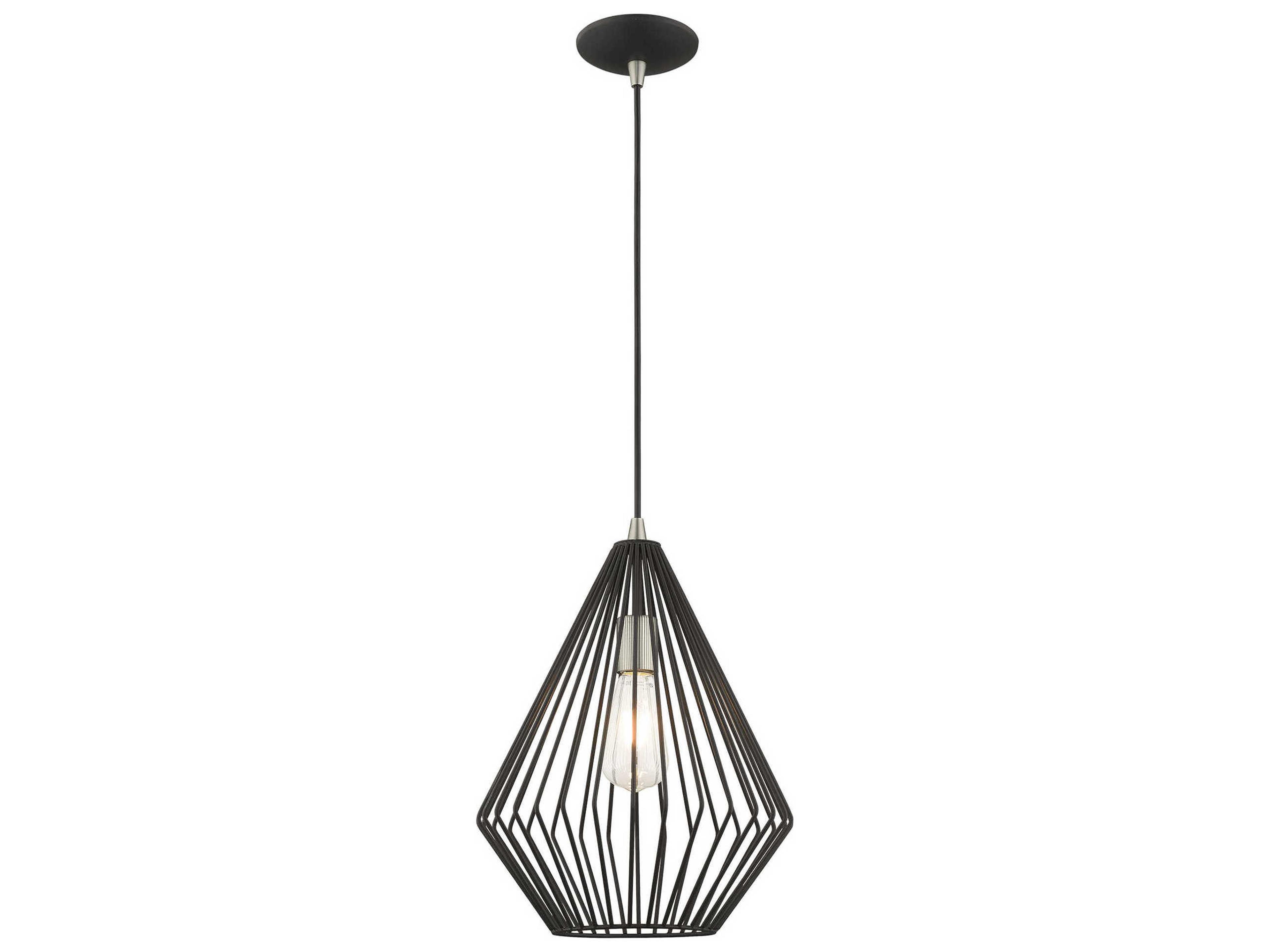 Livex Lighting Geometric 1-Light Black Mini Pendant