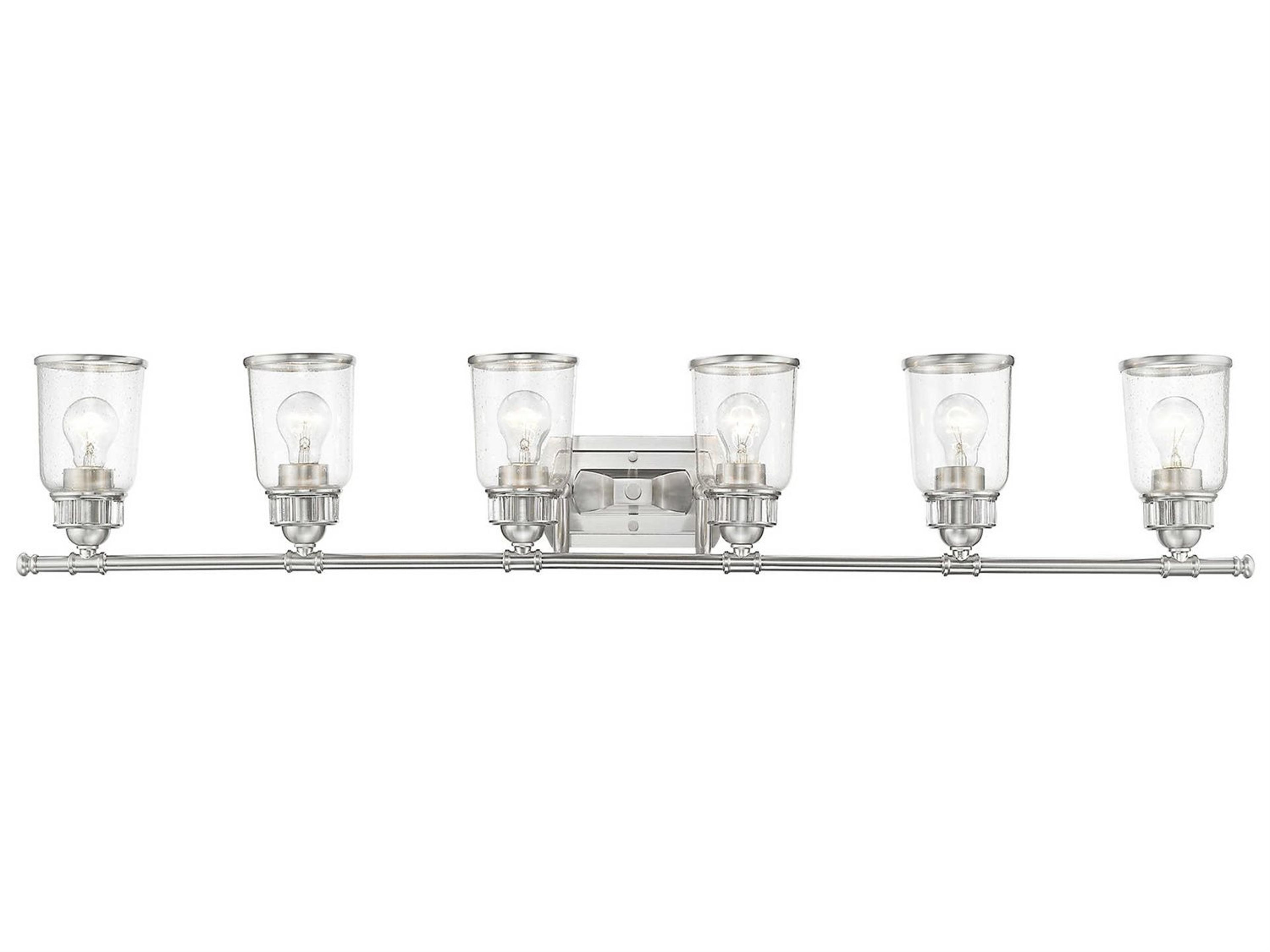 Livex Lighting Lawrenceville 6-Light Brushed Nickel Glass Vanity Light