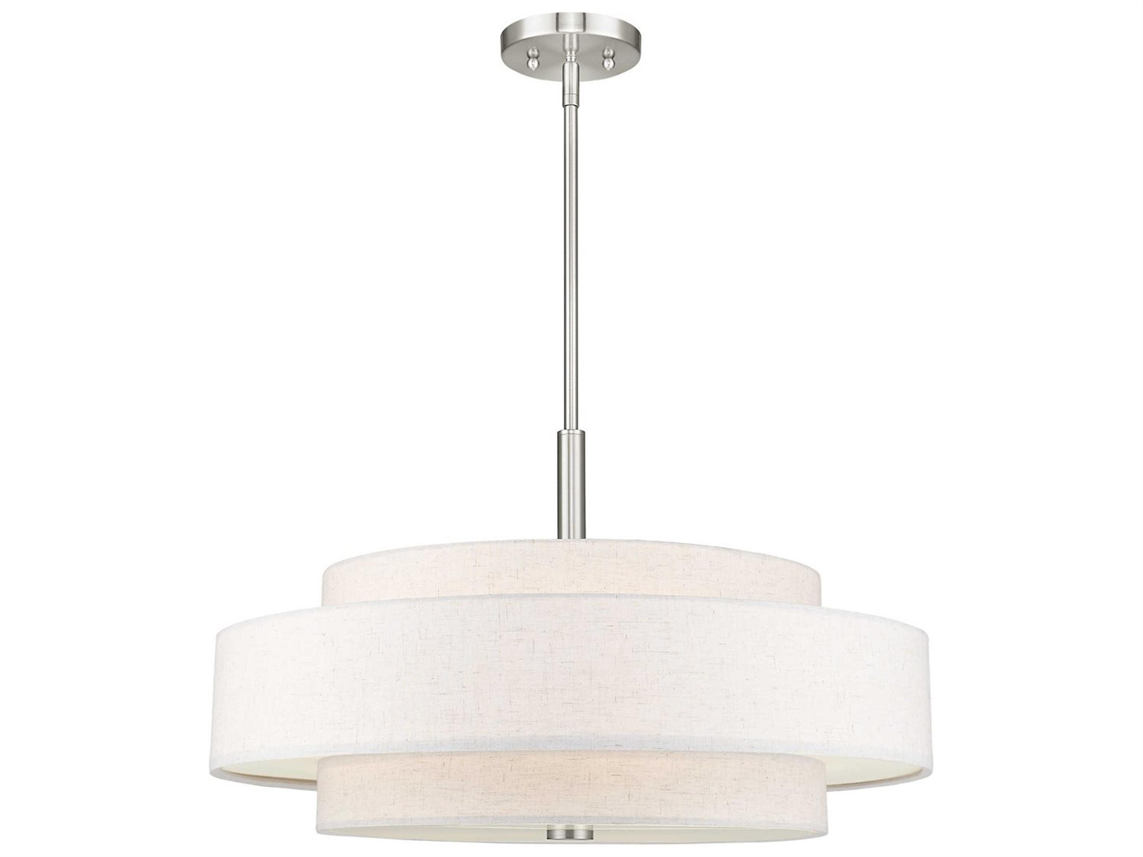 Livex Lighting Meridian 5-Light Brushed Nickel Cylinder Drum Pendant