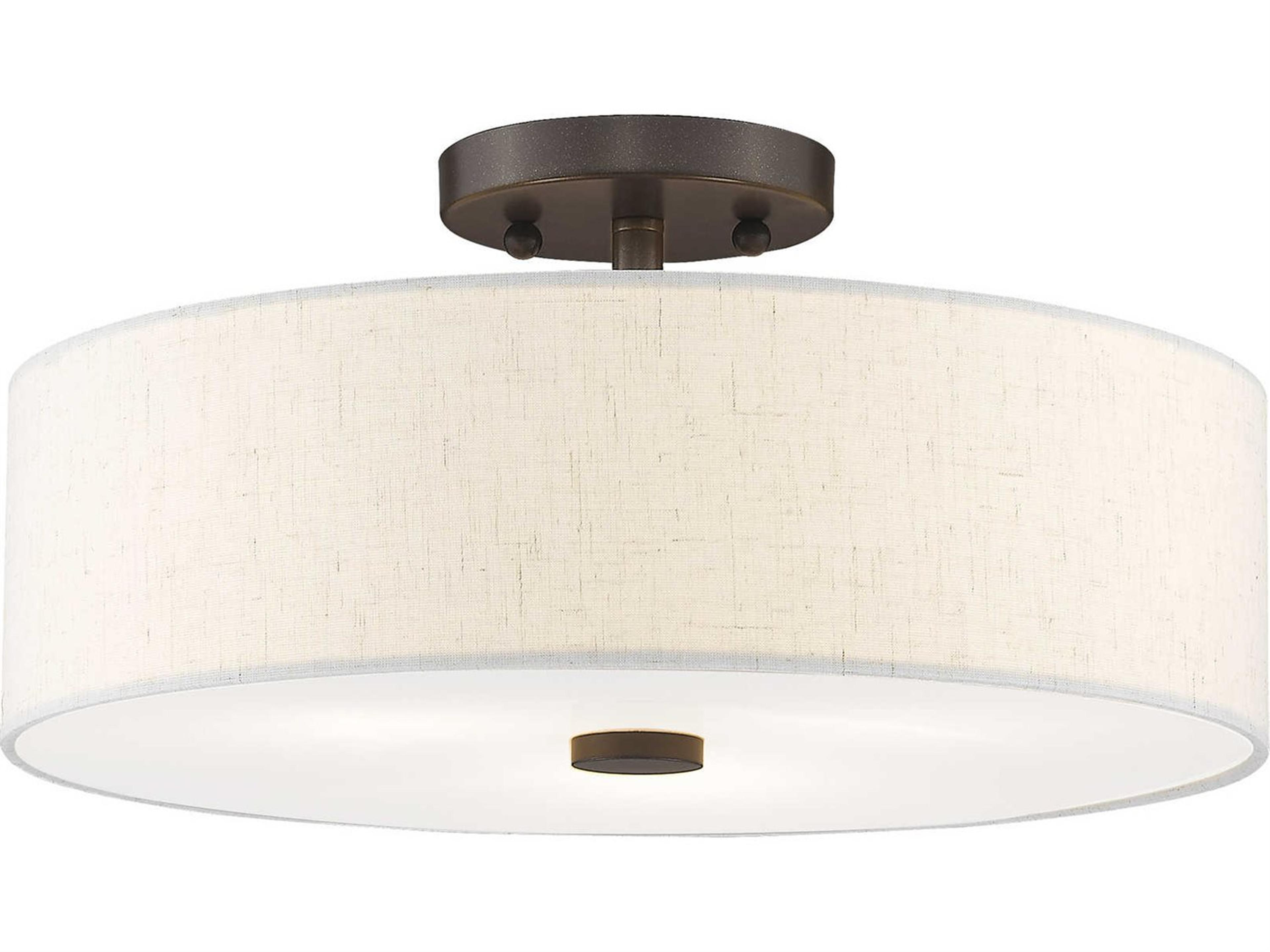 Livex Lighting Meridian 3-Light English Bronze Drum Round Semi Flush Mount