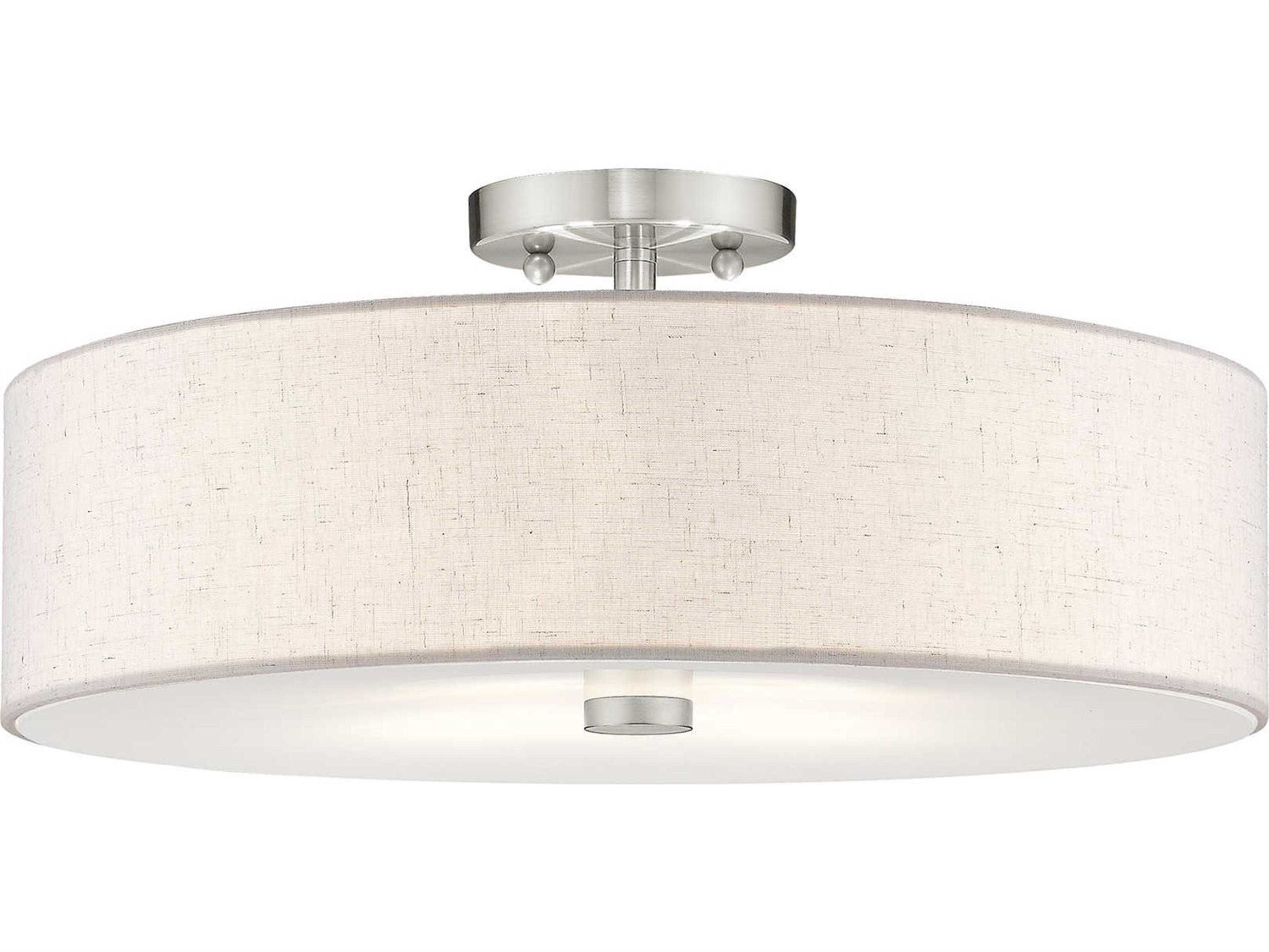 Livex Lighting Meridian 4-Light Brushed Nickel Drum Round Semi Flush Mount