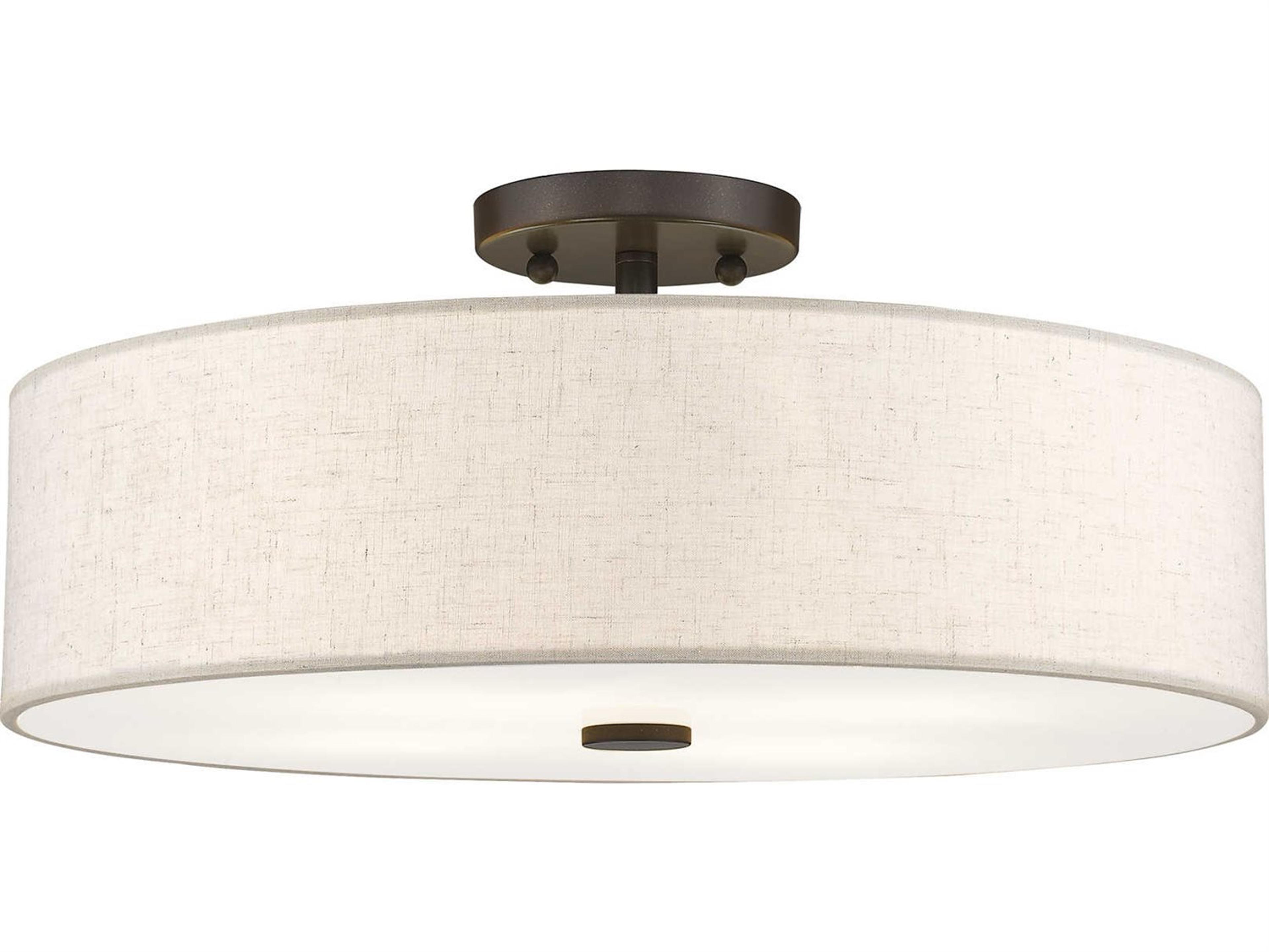 Livex Lighting Meridian 4-Light English Bronze Drum Round Semi Flush Mount