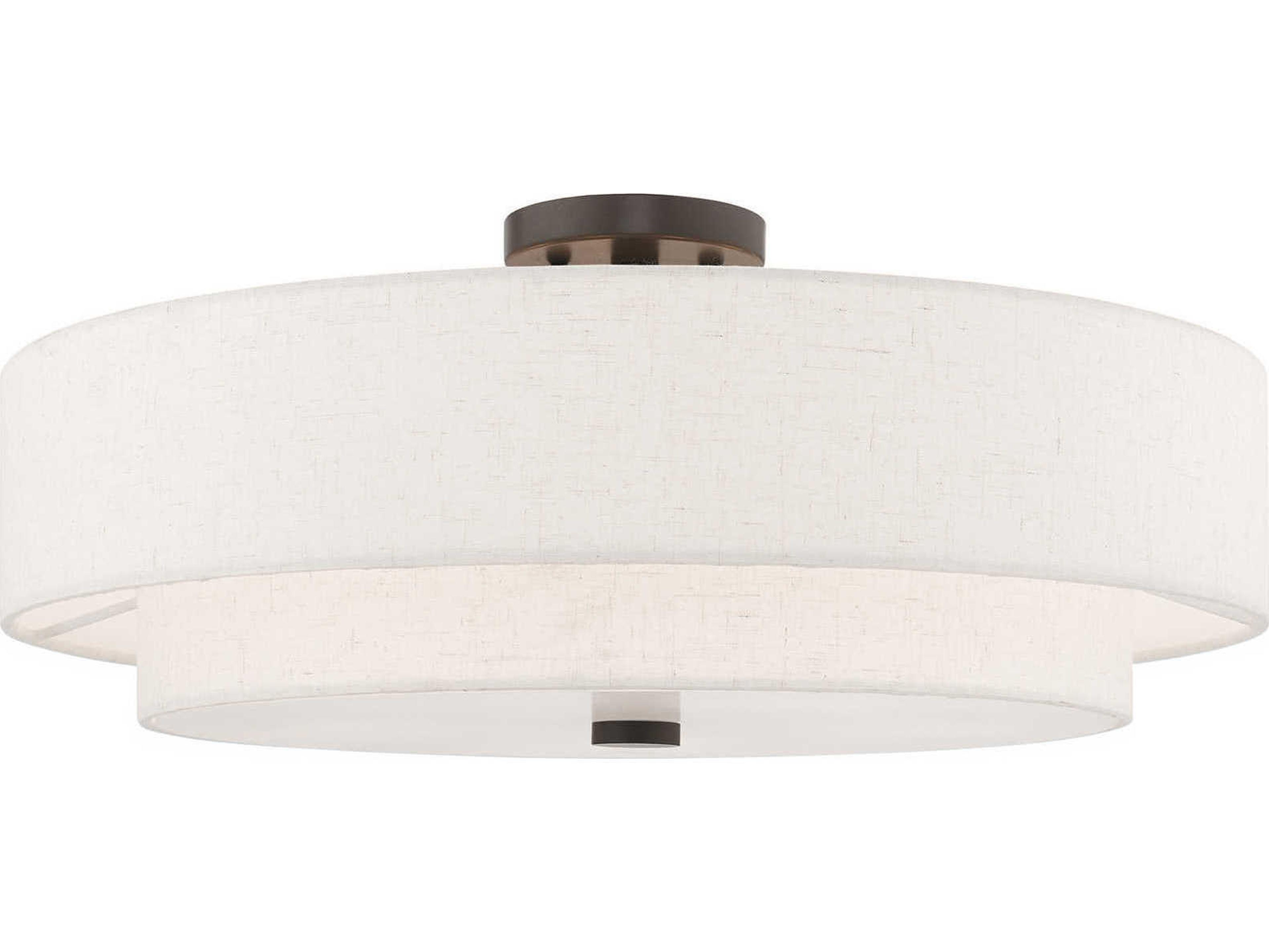 Livex Lighting Meridian English Bronze Drum Round Semi Flush Mount