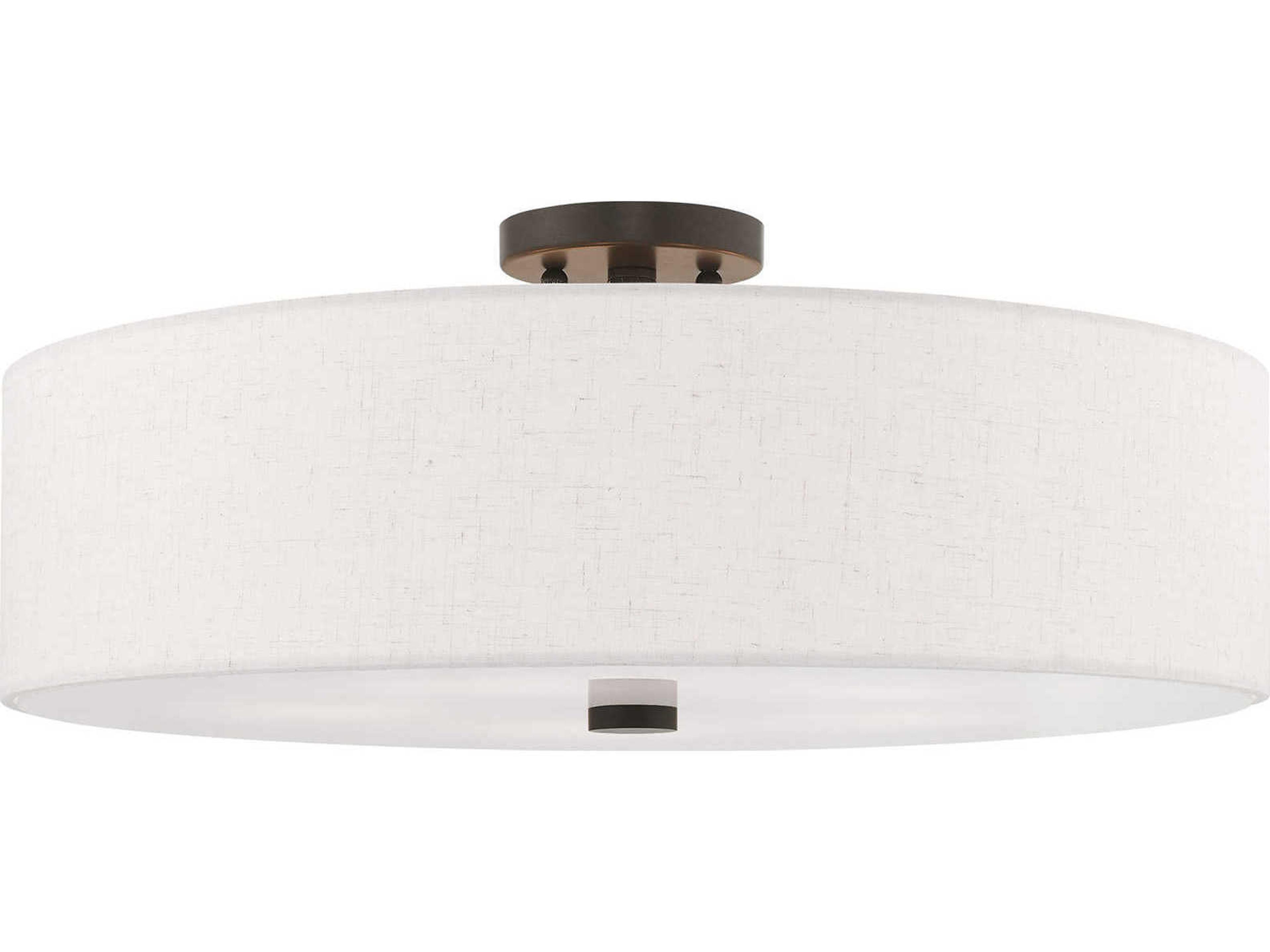 Livex Lighting Meridian English Bronze Drum Round Semi Flush Mount