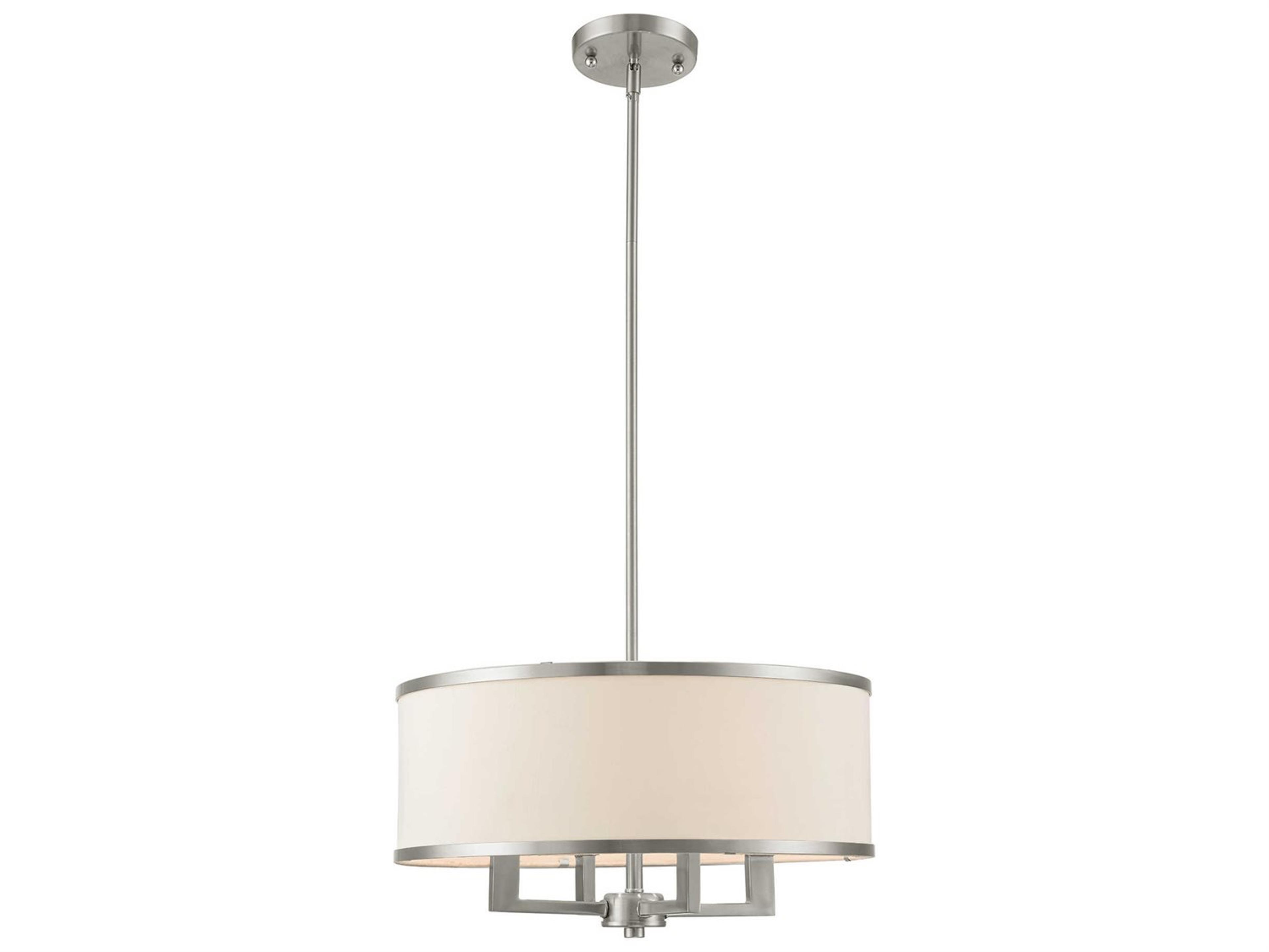 Livex Lighting Park Ridge 4-Light Brushed Nickel Drum Round Chandelier