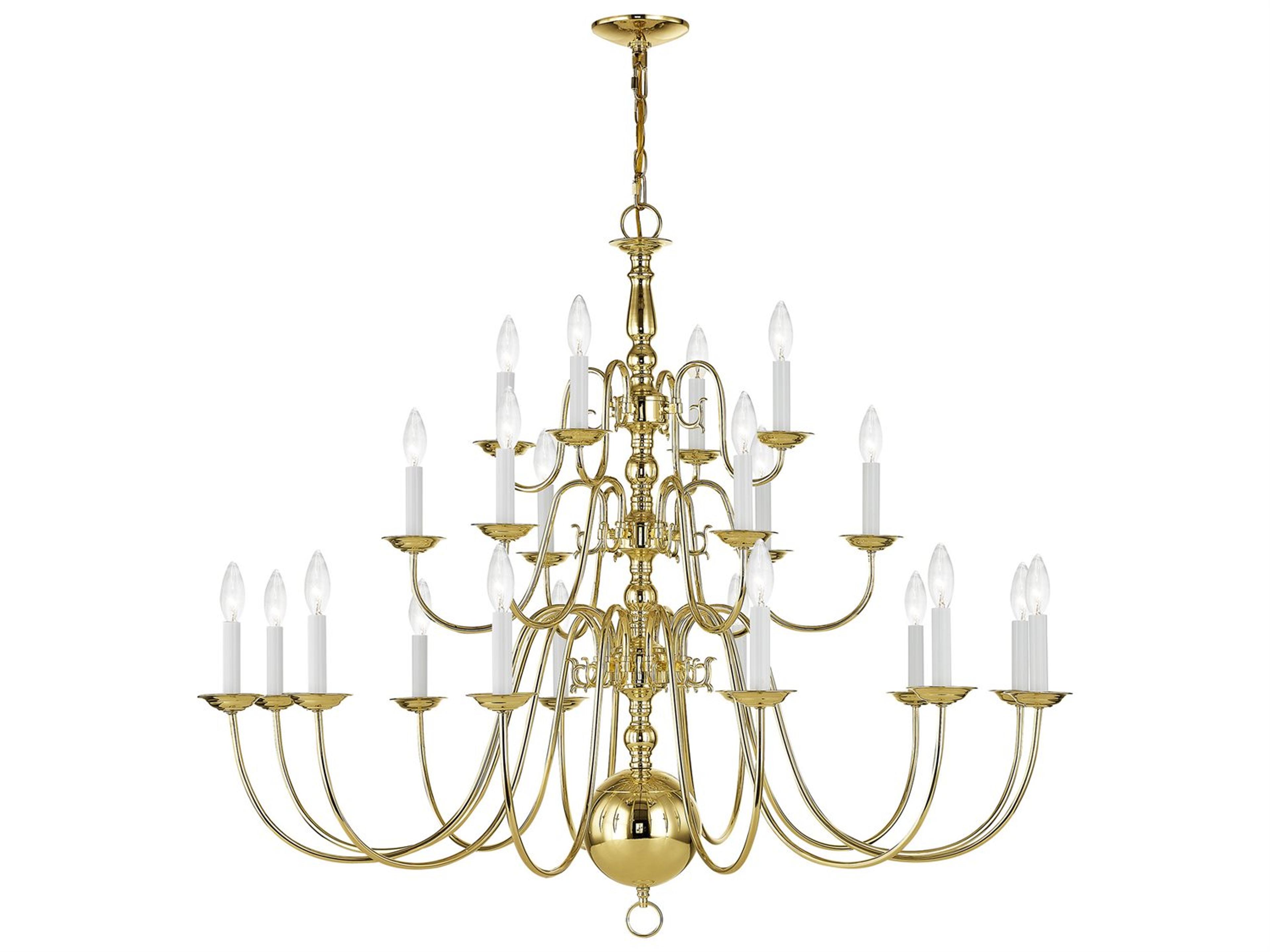 Livex Lighting Williamsburgh 22-Light Polished Brass Candelabra Chandelier