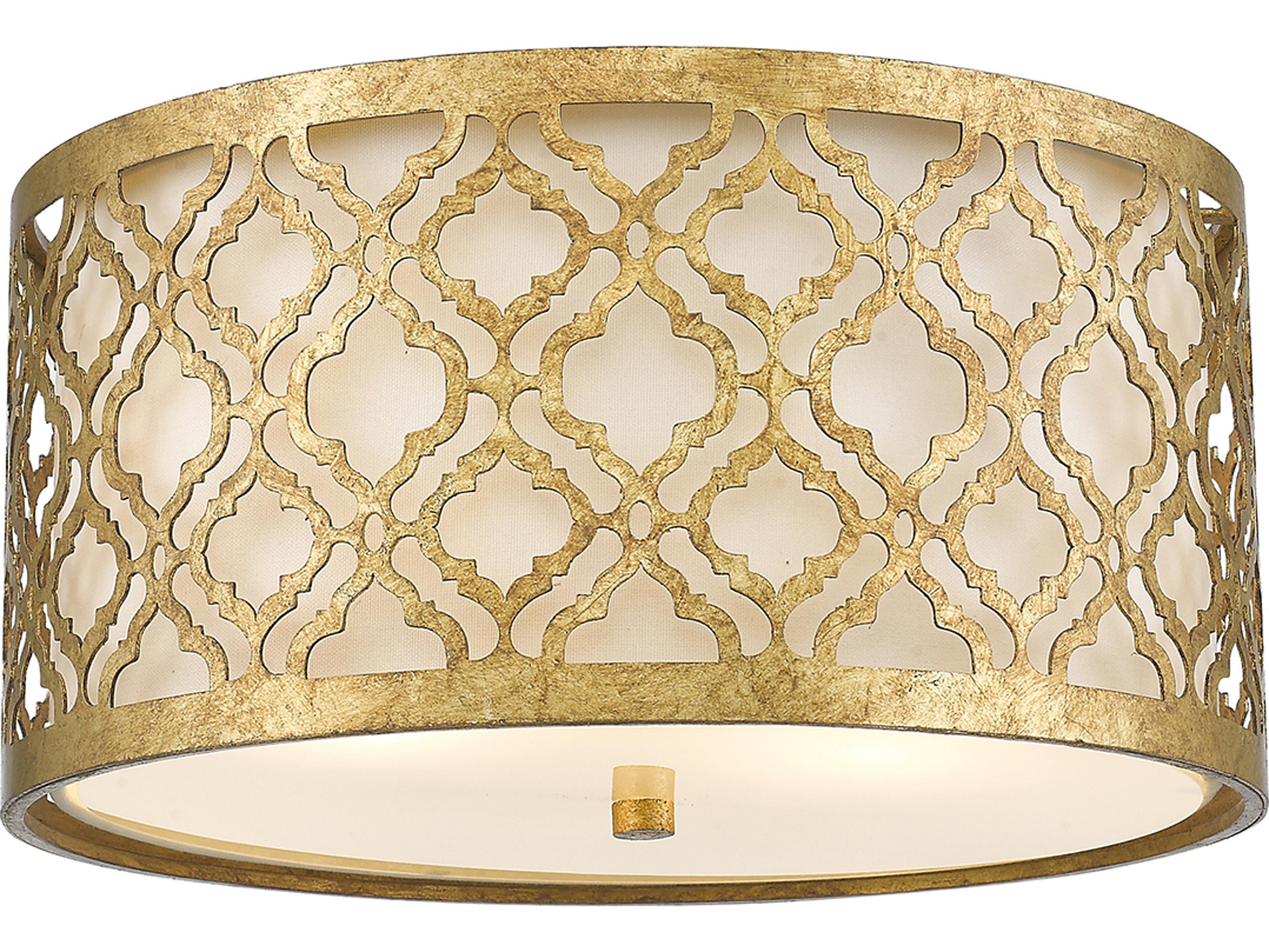 Lucas McKearn Arabella 2-Light Gold Drum Geometric Flush Mount