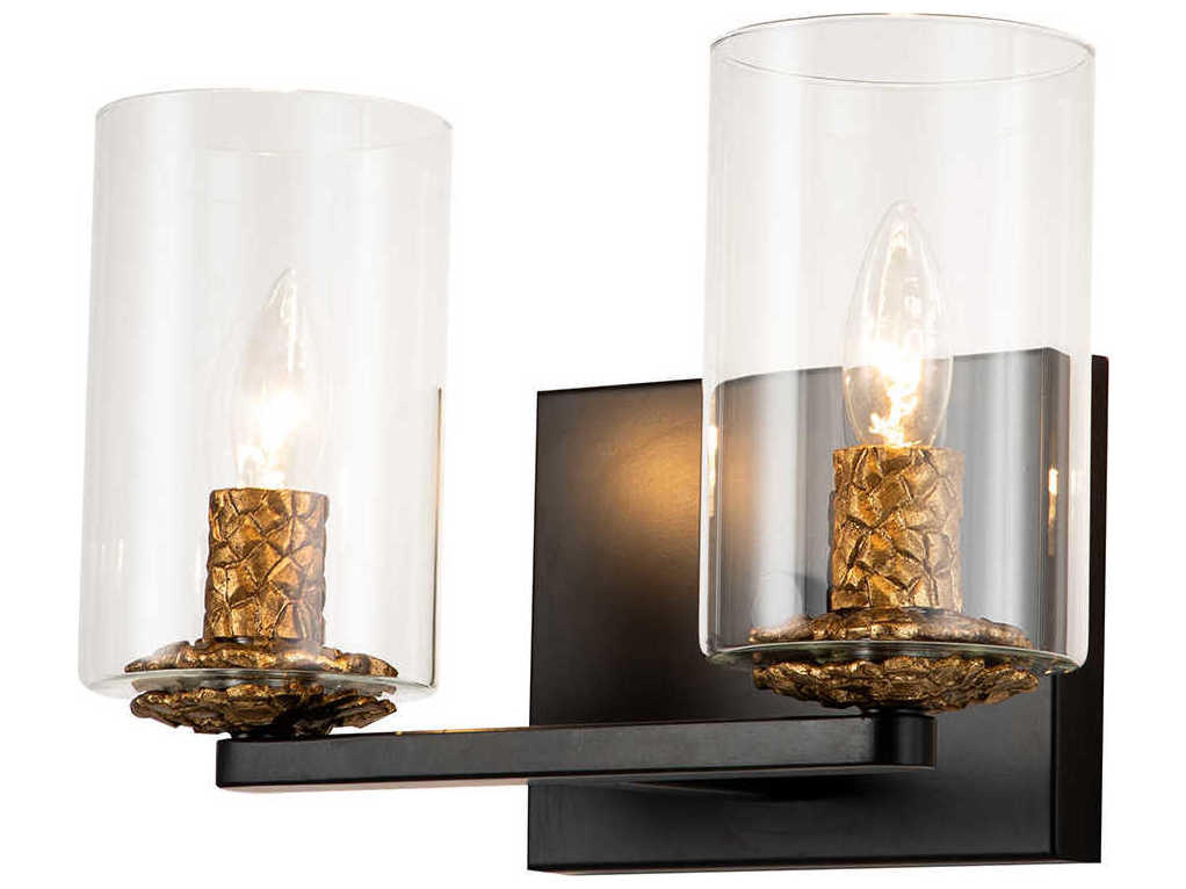 Lucas McKearn Bolivar 2-Light Matte Black Glass Vanity Light