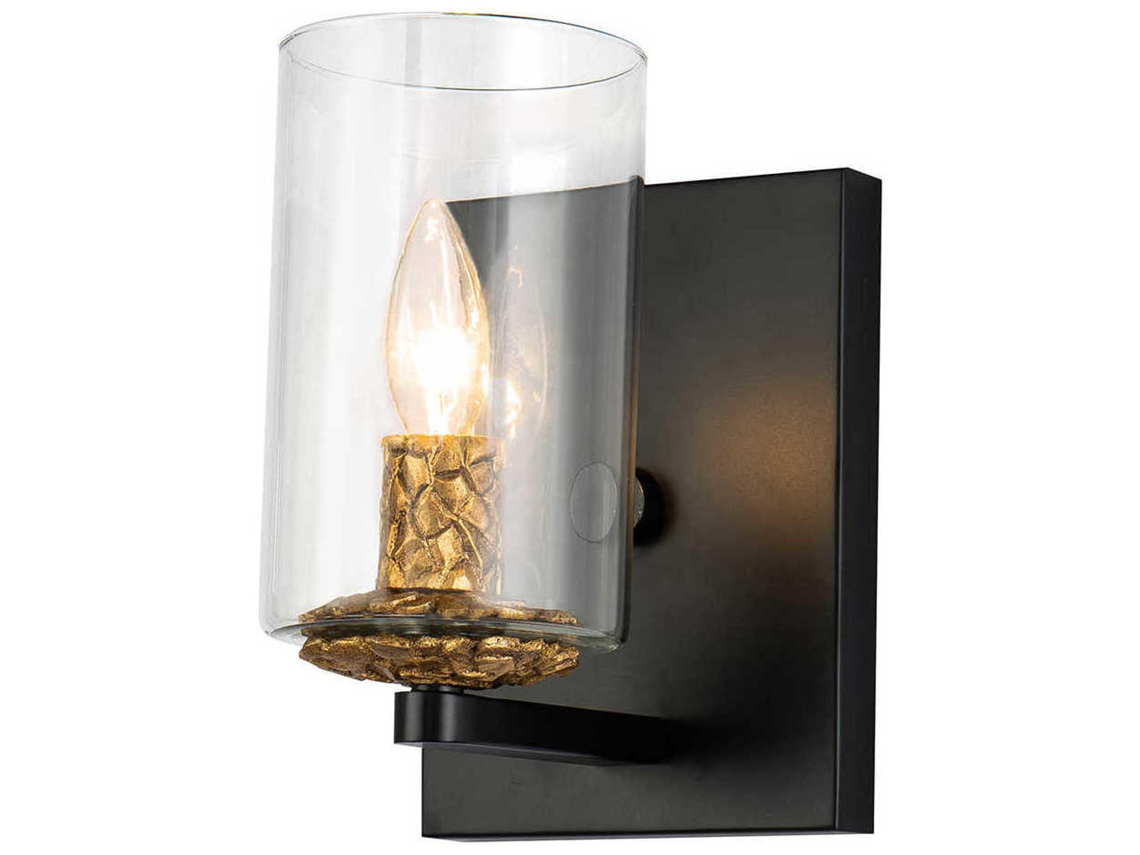 Lucas McKearn Bolivar 1-Light Matte Black Glass Wall Sconce