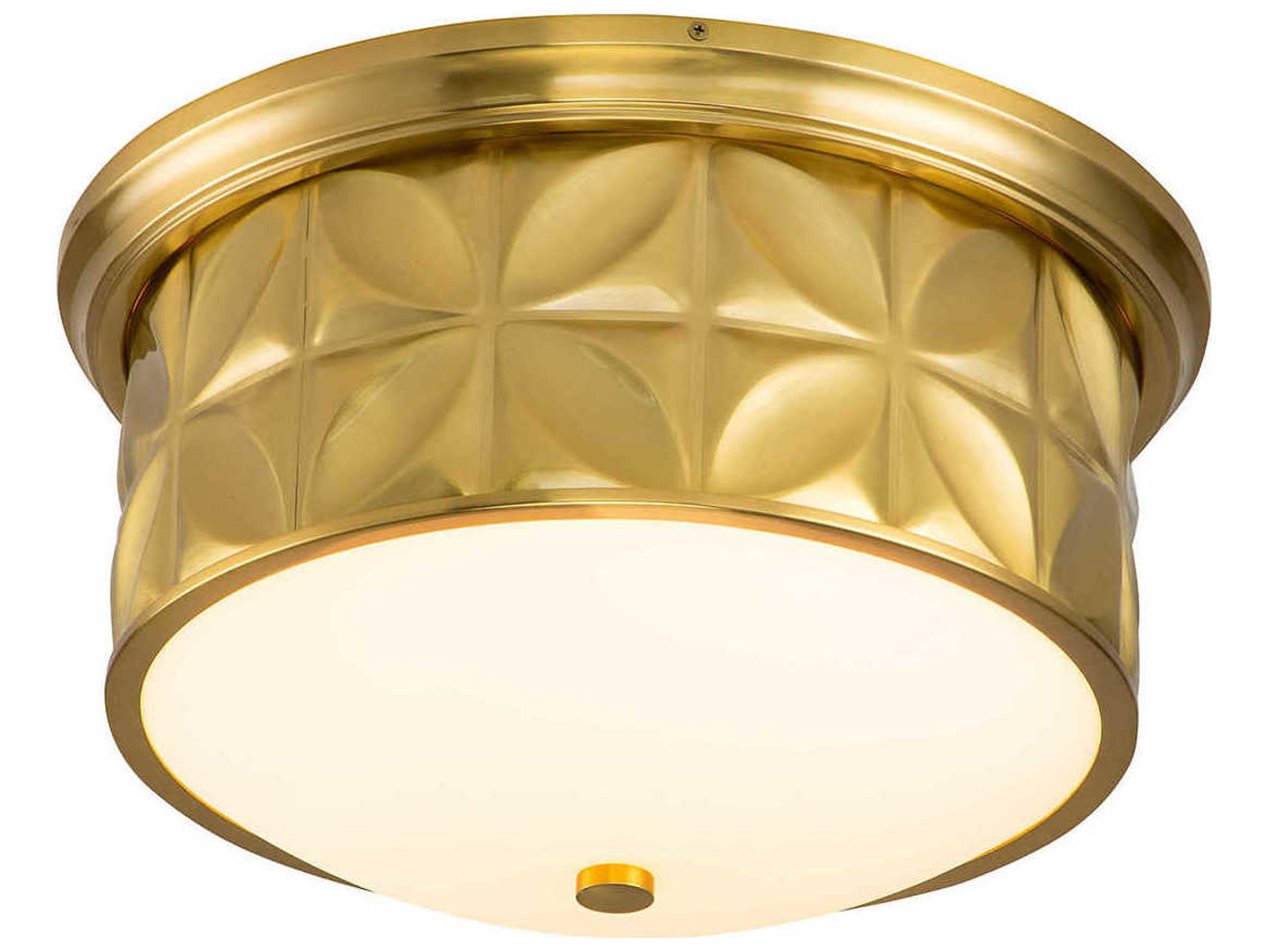 Lucas McKearn Epsilon 3-Light Aged Brass Glass Geometric Flush Mount