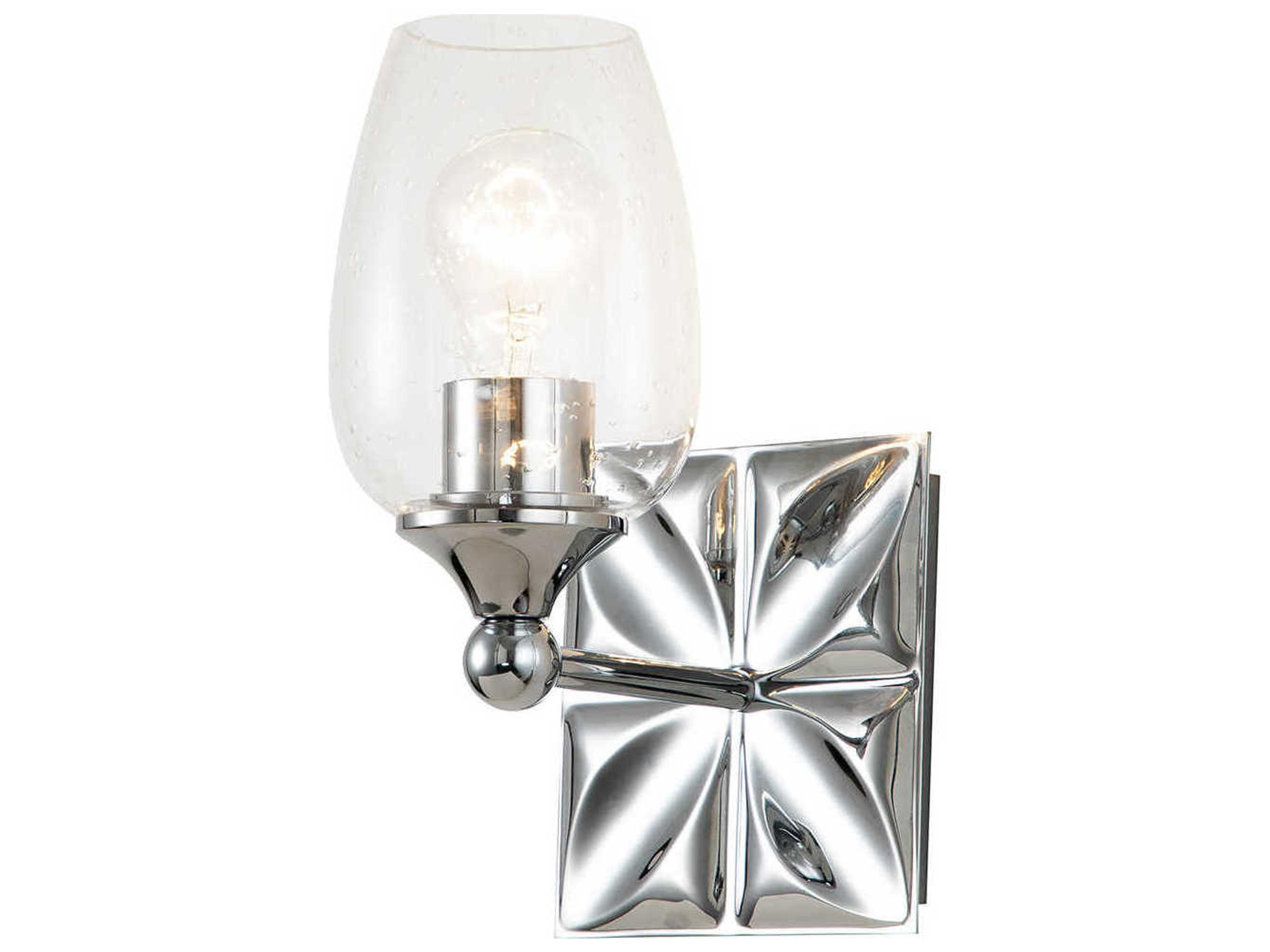 Lucas McKearn Epsilon 1-Light Polished Chrome Glass Wall Sconce