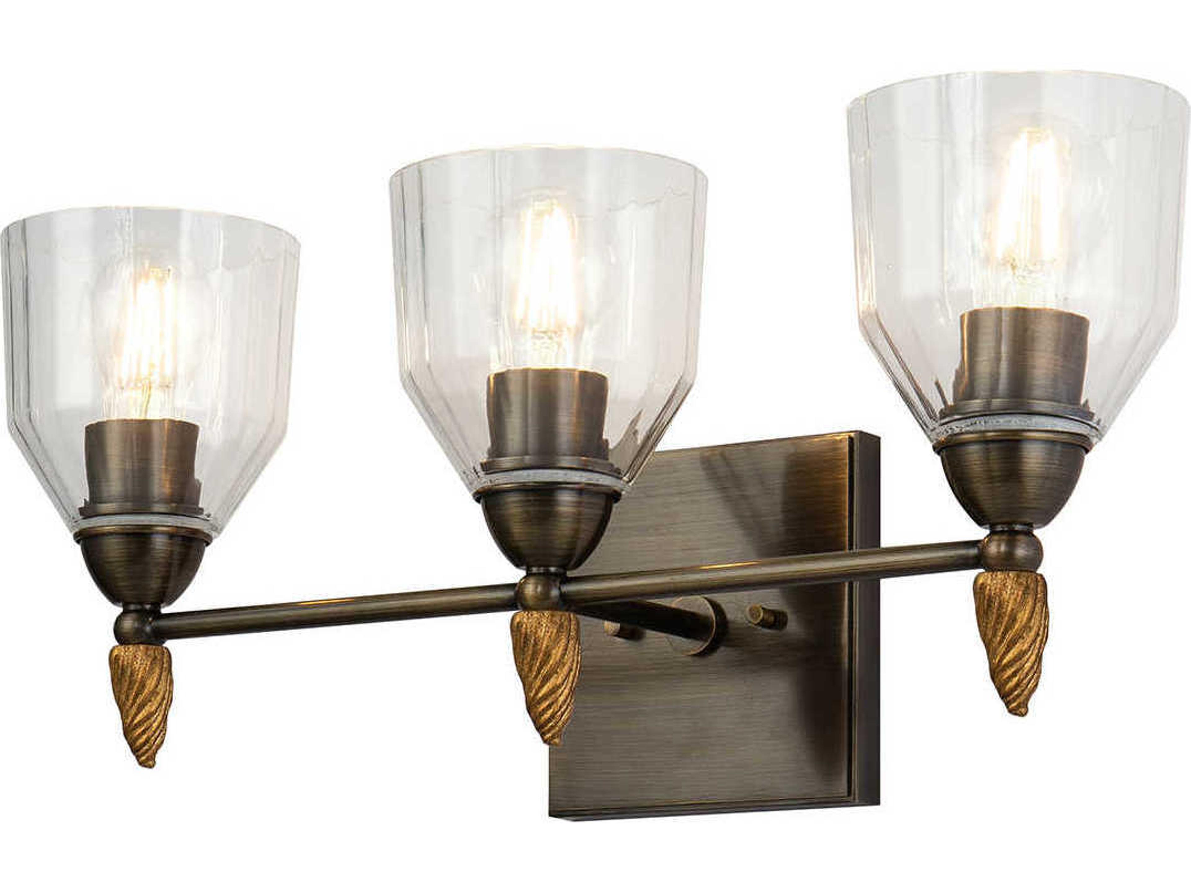 Lucas McKearn Felice 3-Light Dark Bronze Glass Vanity Light