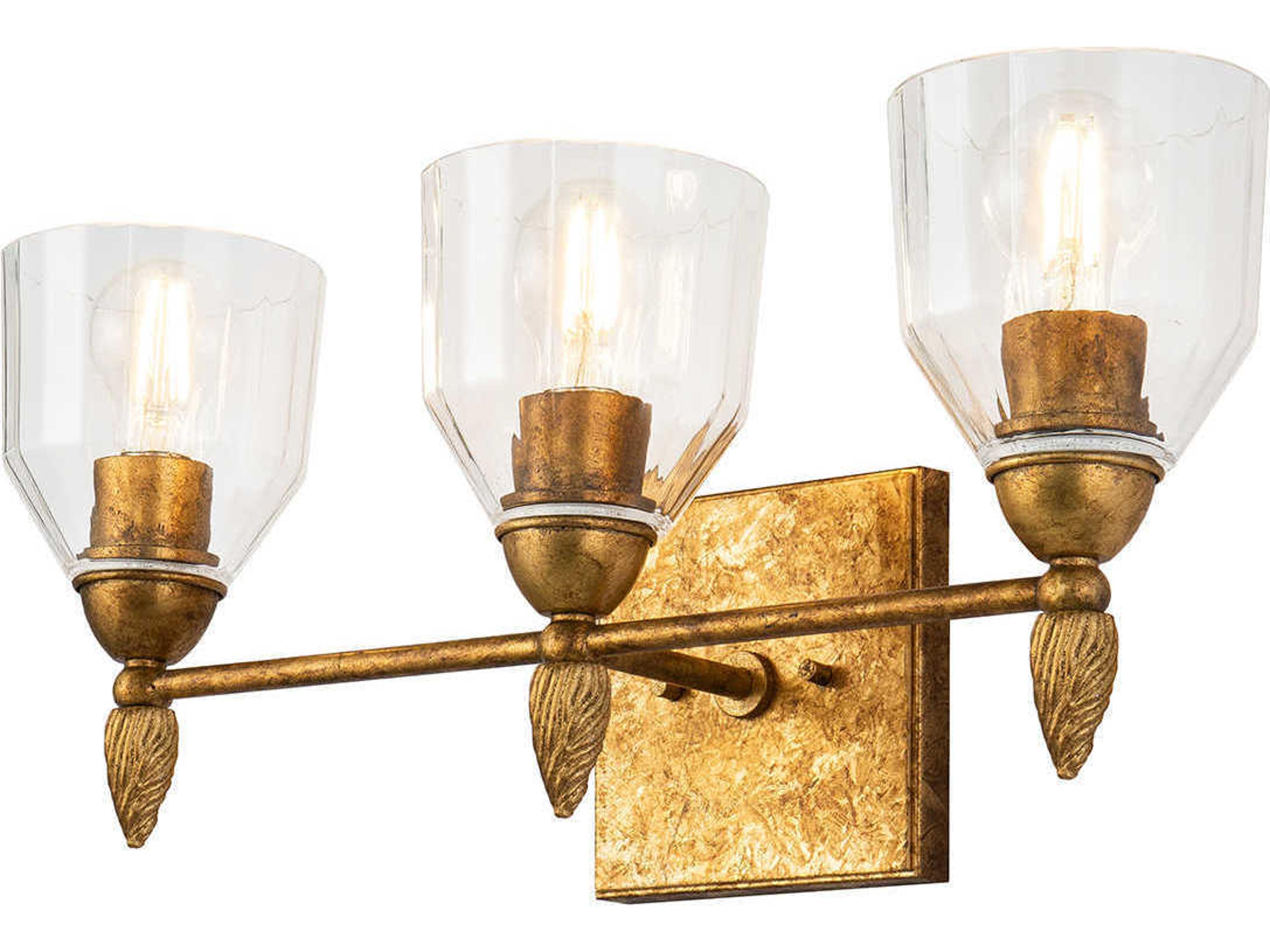Lucas McKearn Felice 3-Light Gold Glass Vanity Light