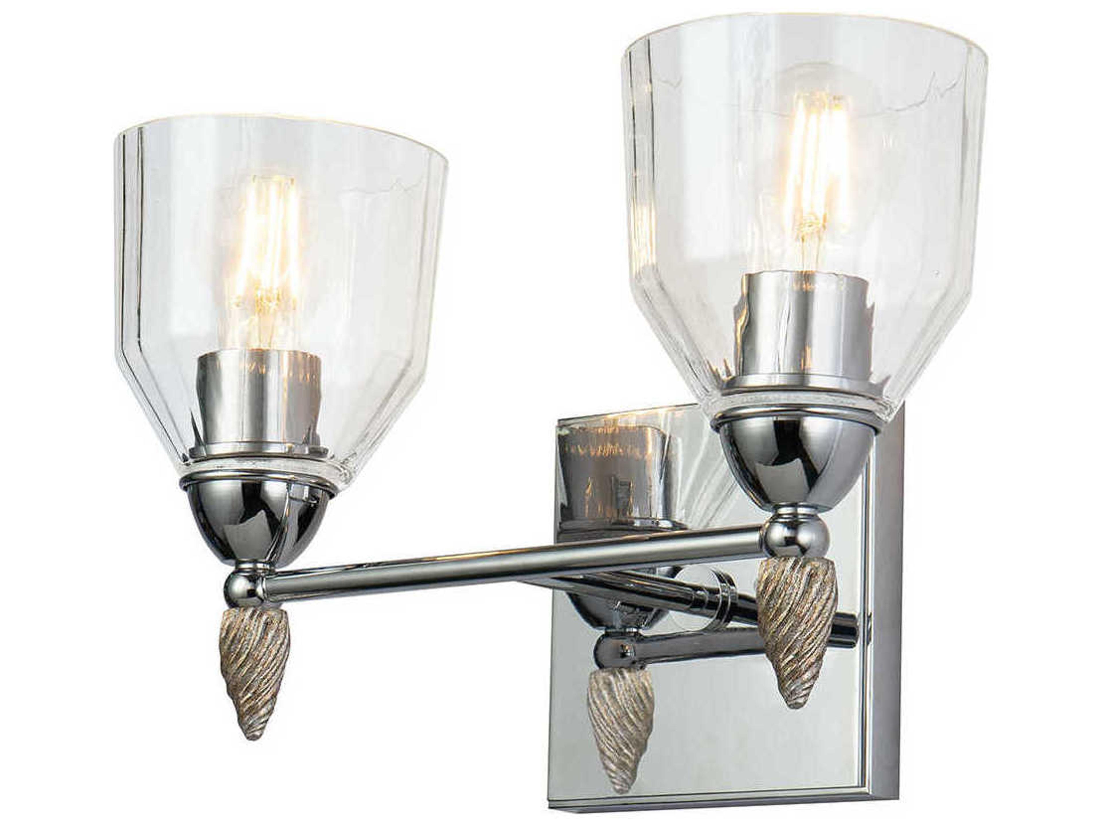 Lucas McKearn Felice 2-Light Polished Chrome Glass Vanity Light