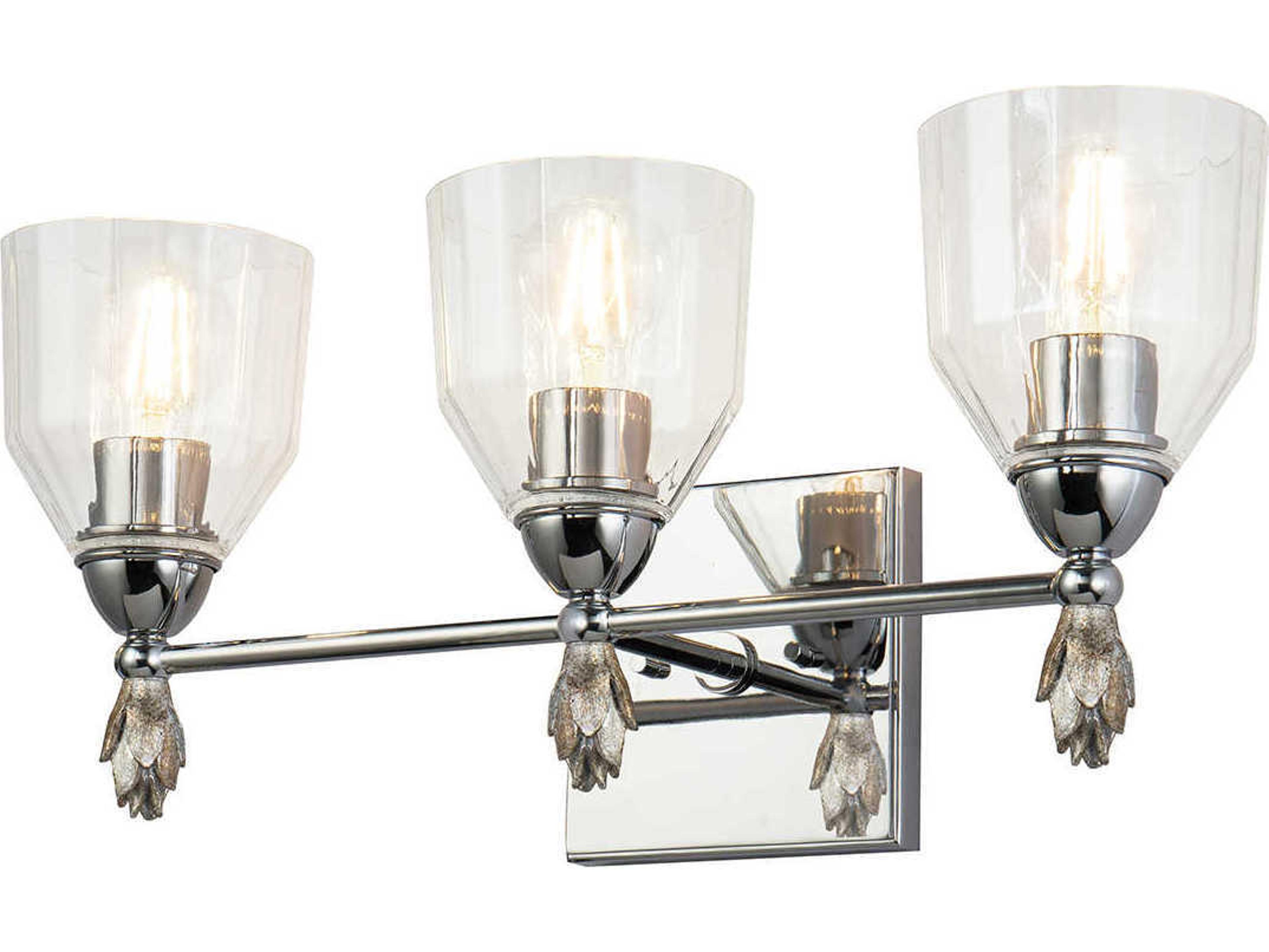 Lucas McKearn Felice 3-Light Polished Chrome Glass Vanity Light
