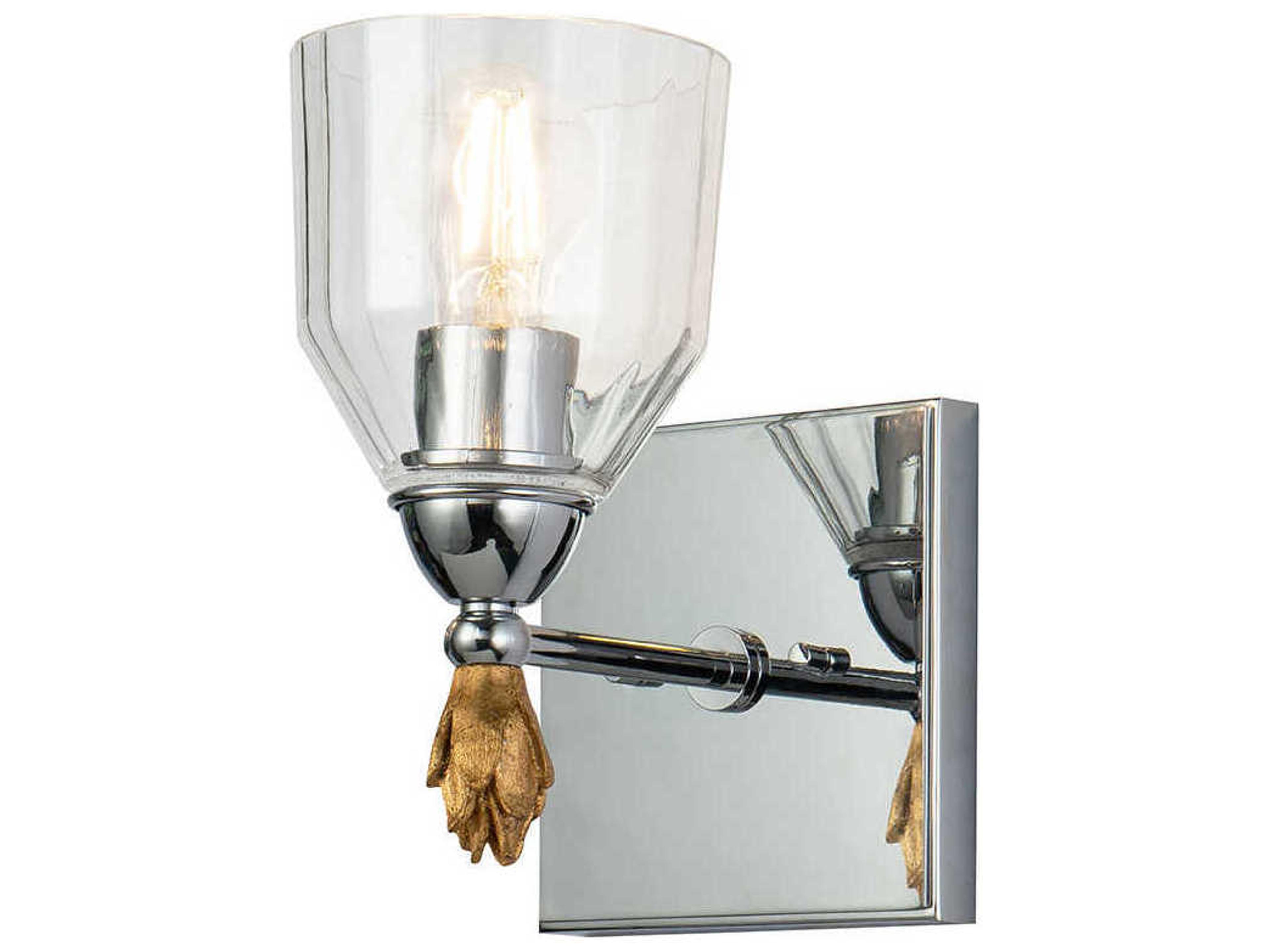 Lucas McKearn Felice 1-Light Polished Chrome Gold Glass Wall Sconce